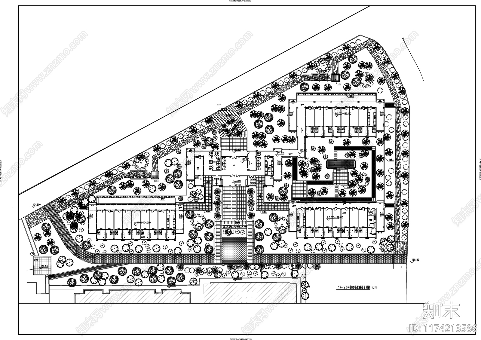 现代校园景观cad施工图下载【ID:1174213586】