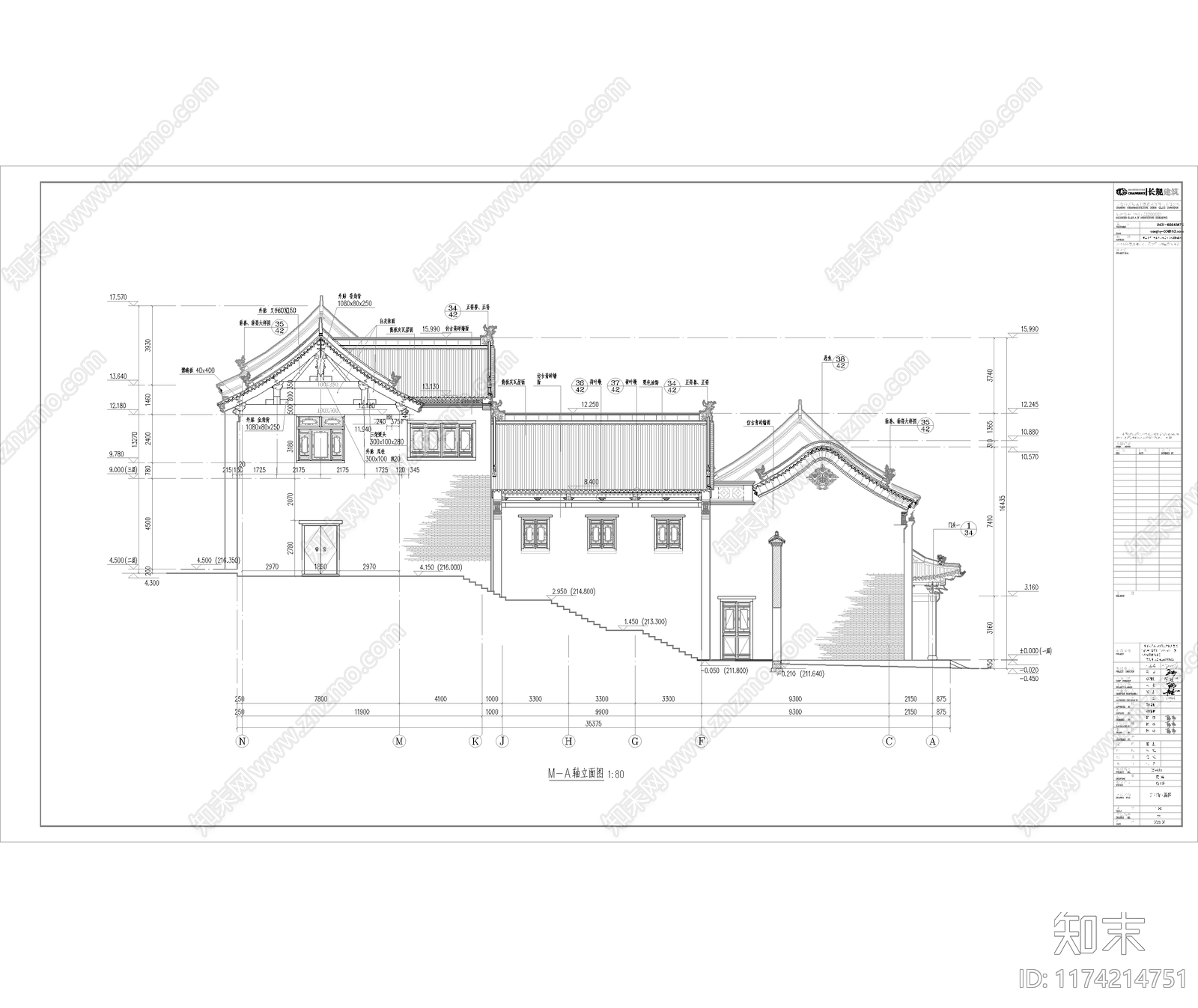 中式新中式四合院cad施工图下载【ID:1174214751】