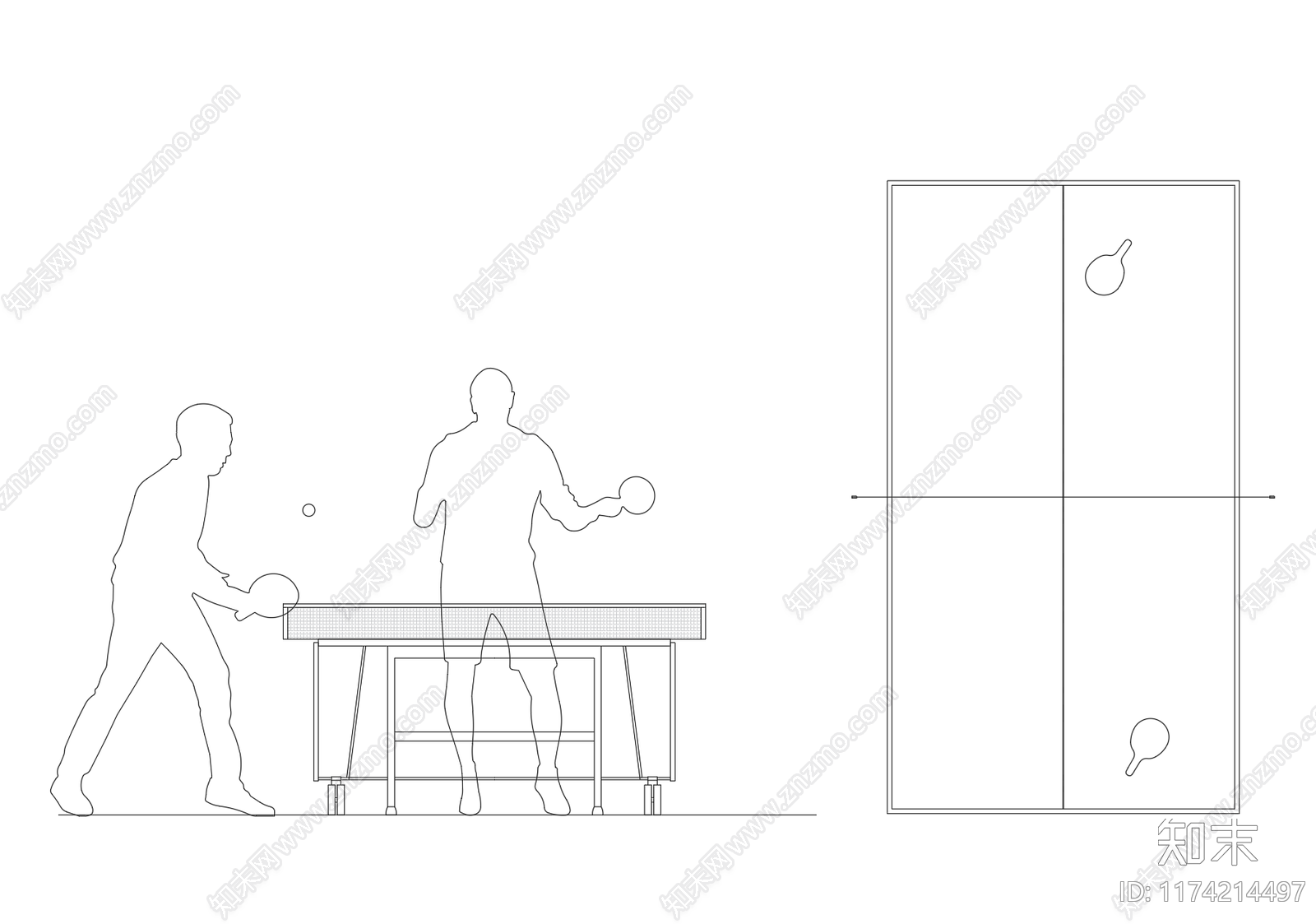 现代桌椅cad施工图下载【ID:1174214497】