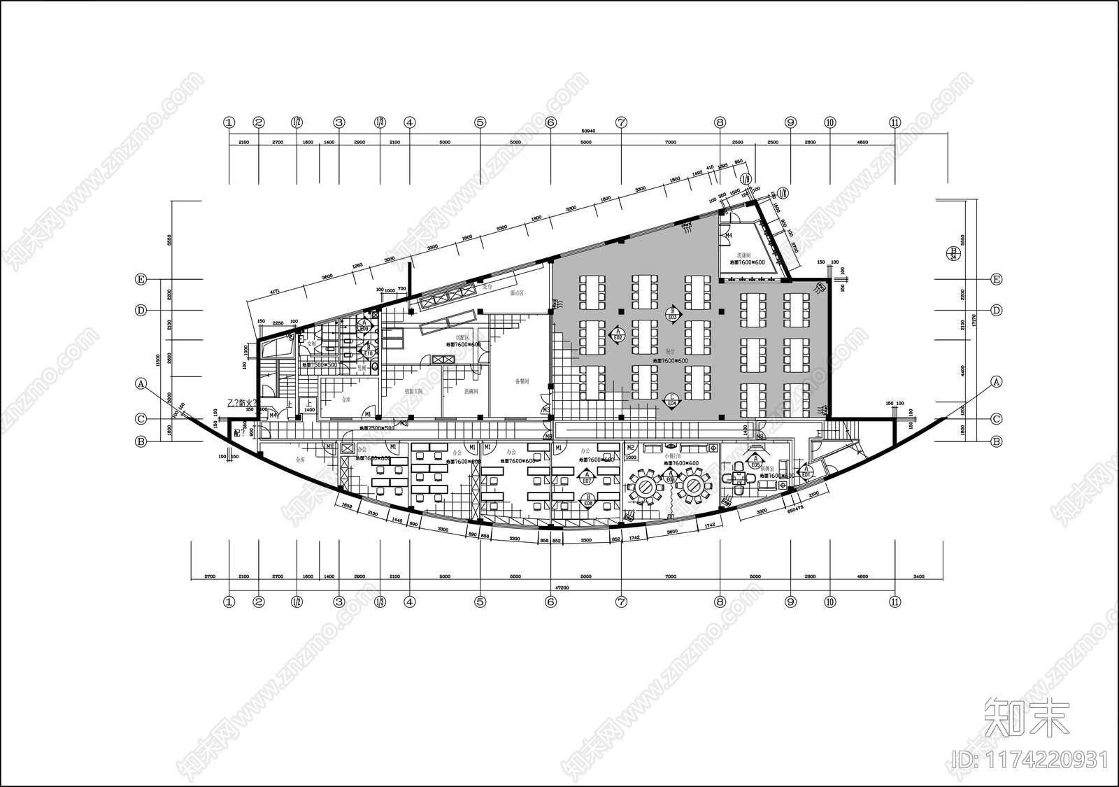 现代办公室cad施工图下载【ID:1174220931】