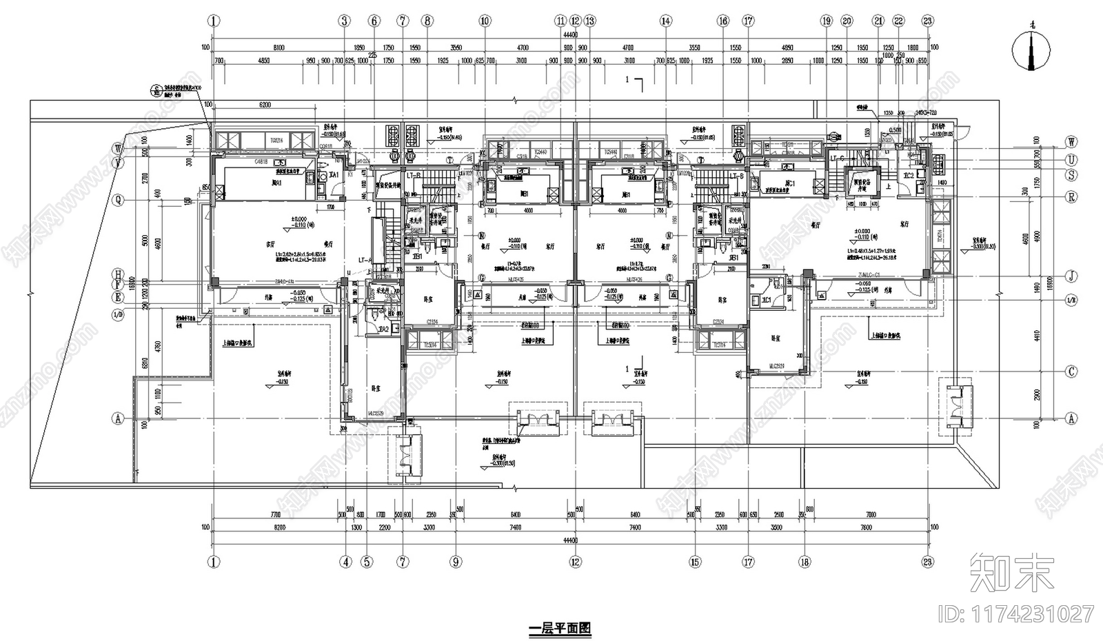 新中式别墅建筑施工图下载【ID:1174231027】