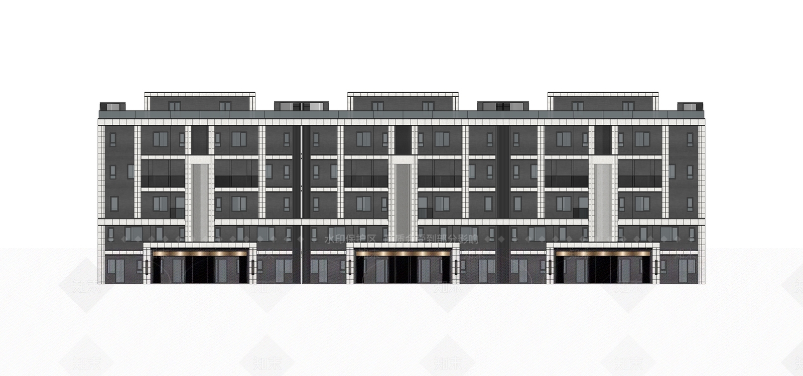 新中式简约多层住宅SU模型下载【ID:1176251873】