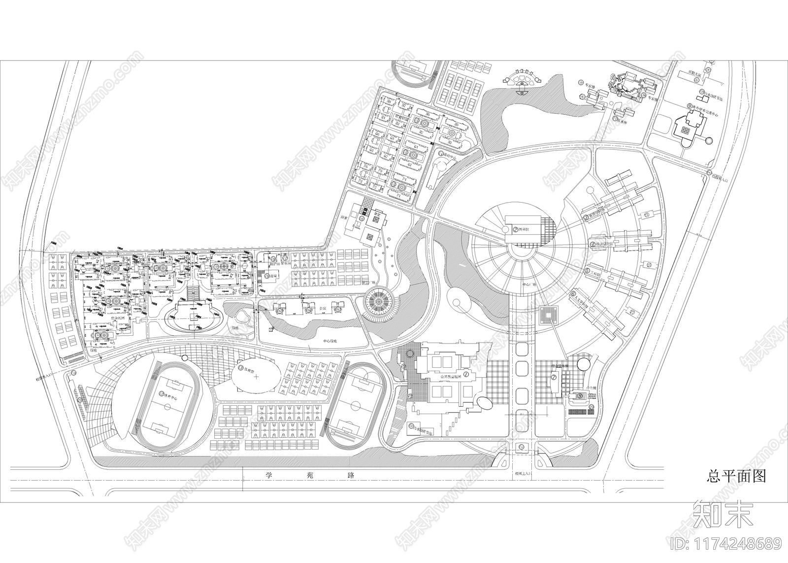 现代校园景观cad施工图下载【ID:1174248689】
