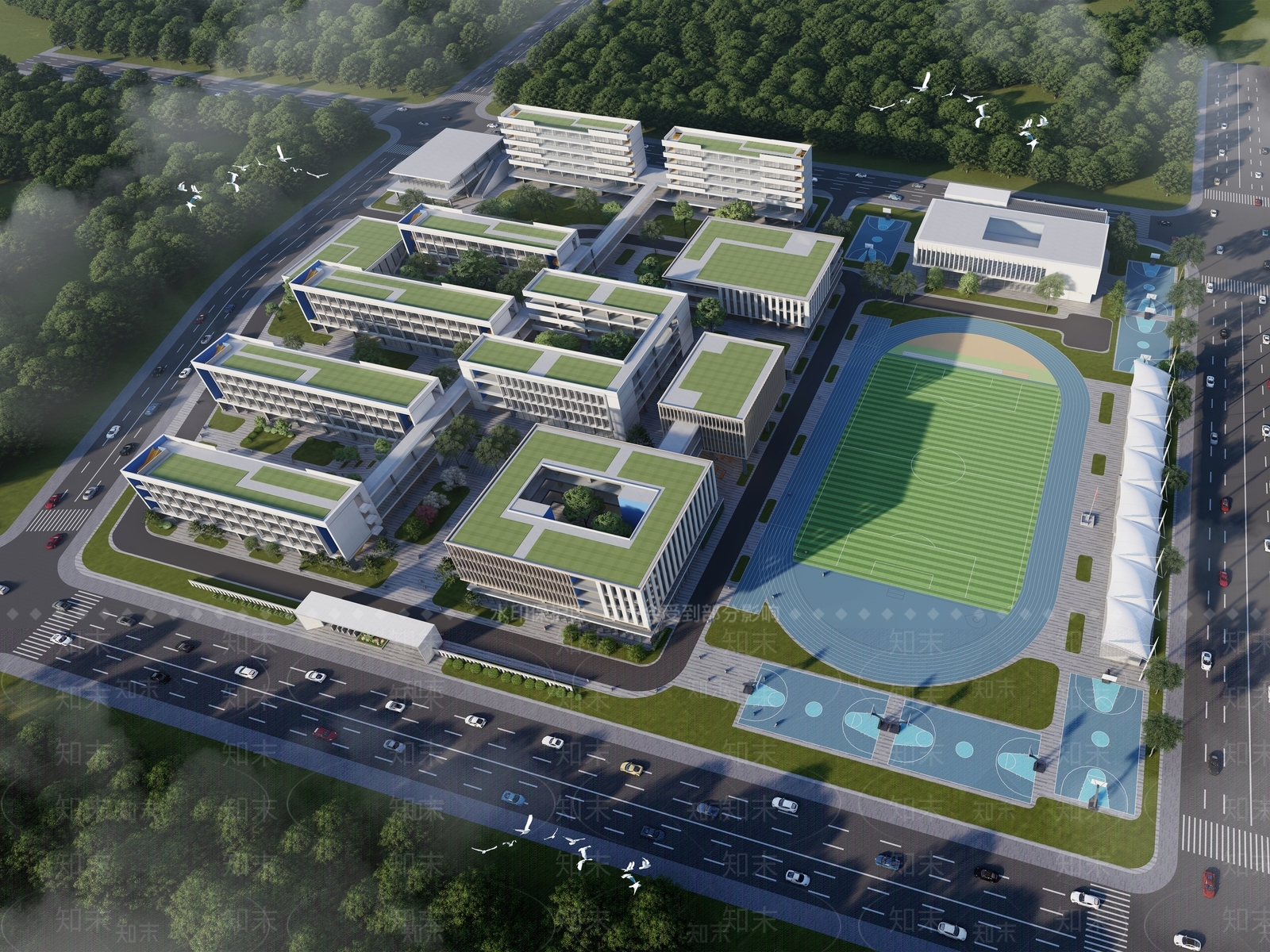 现代学校建筑SU模型下载【ID:1174253407】