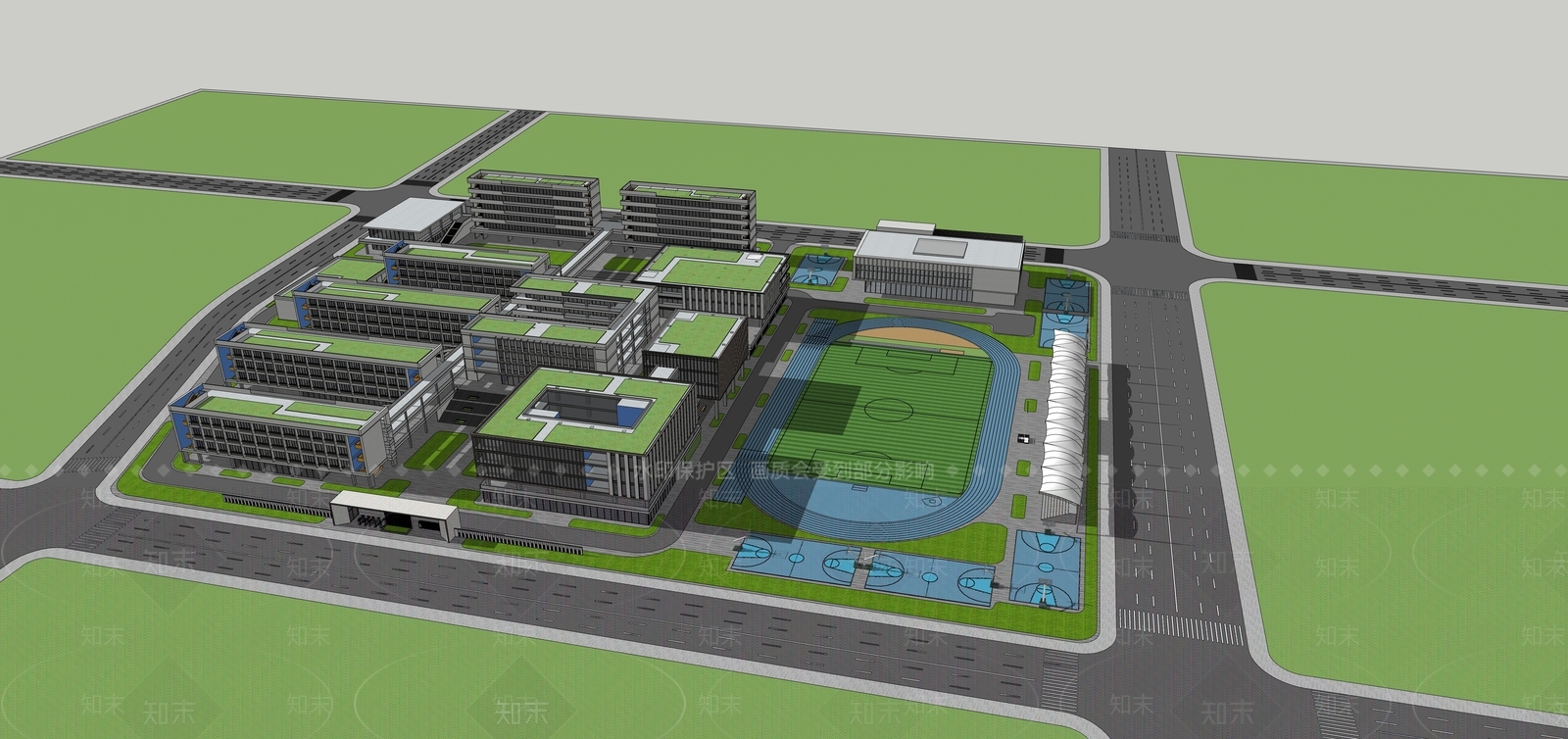 现代学校建筑SU模型下载【ID:1174253407】