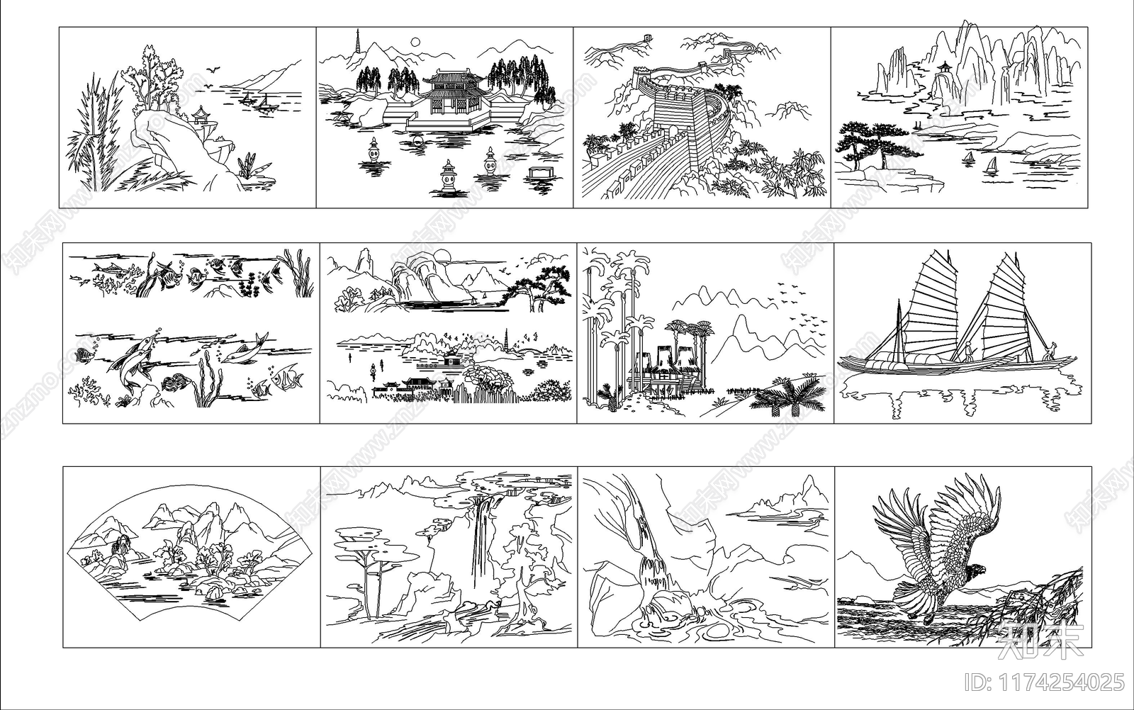 新中式中式其他图库施工图下载【ID:1174254025】