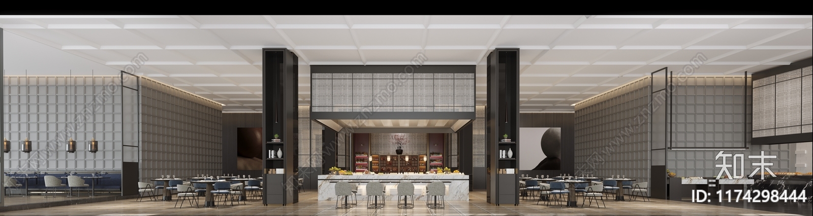 新中式现代酒店3D模型下载【ID:1174298444】