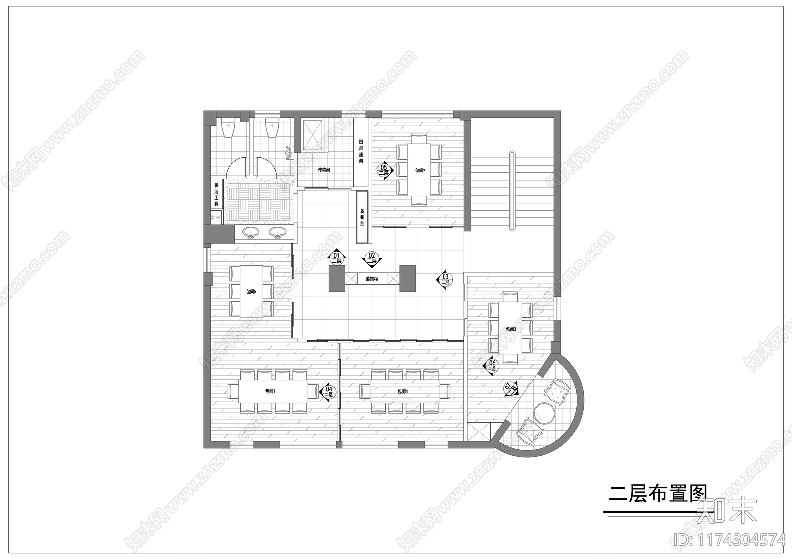 日式其他餐饮空间施工图下载【ID:1174304574】