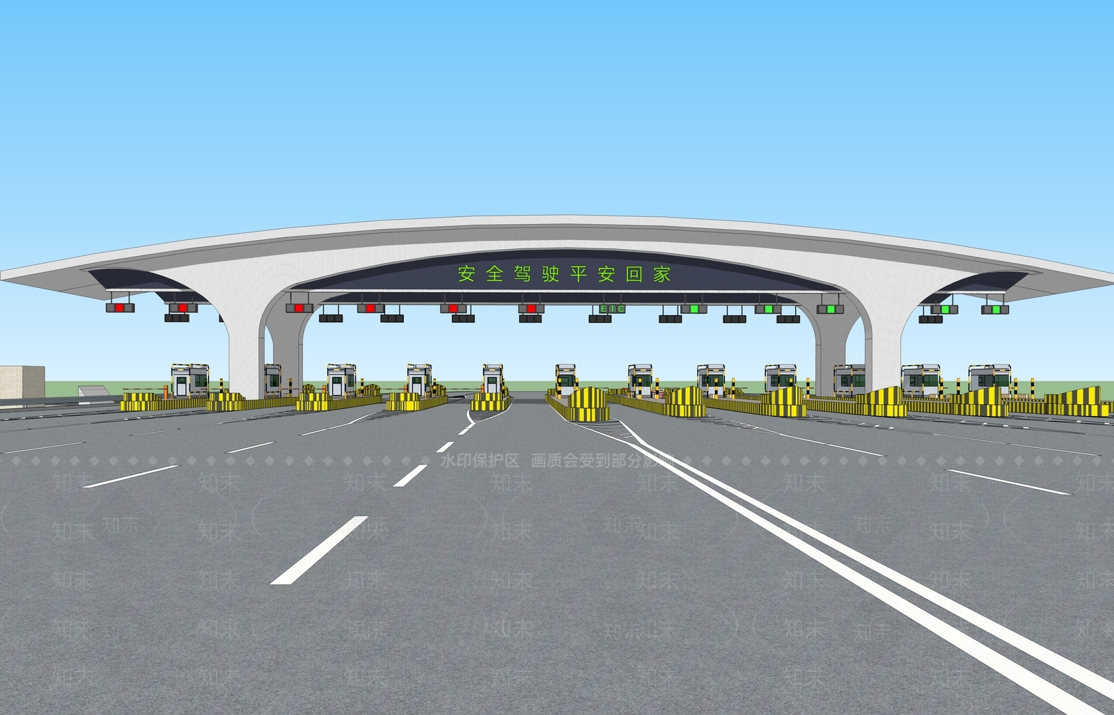 现代收费站SU模型下载【ID:1174318600】