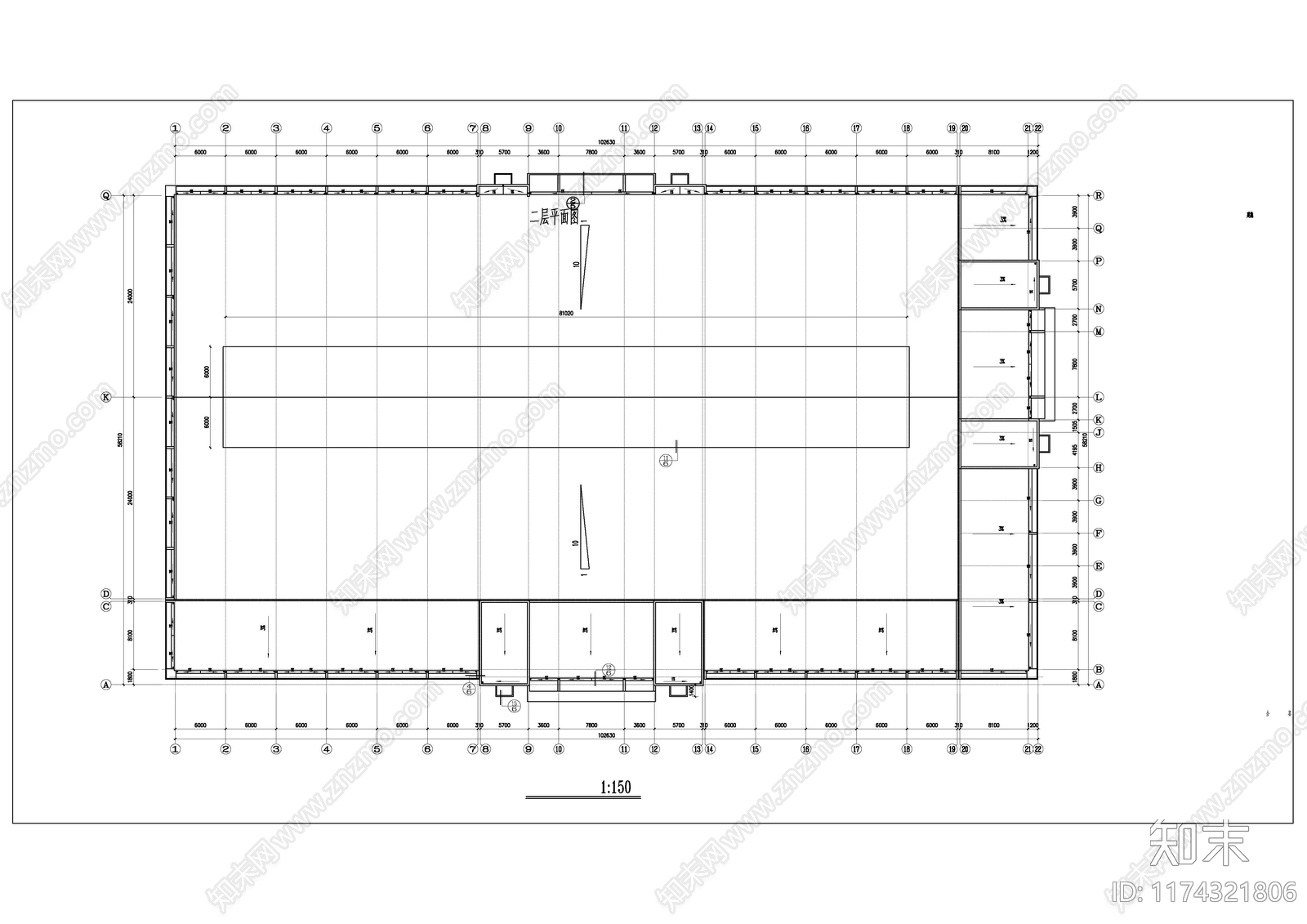 现代农贸市场建筑cad施工图下载【ID:1174321806】