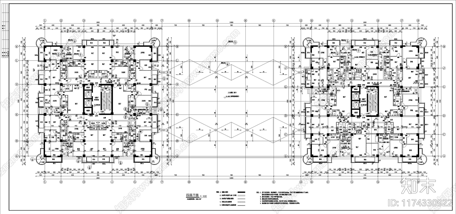 现代住宅楼建筑cad施工图下载【ID:1174330922】