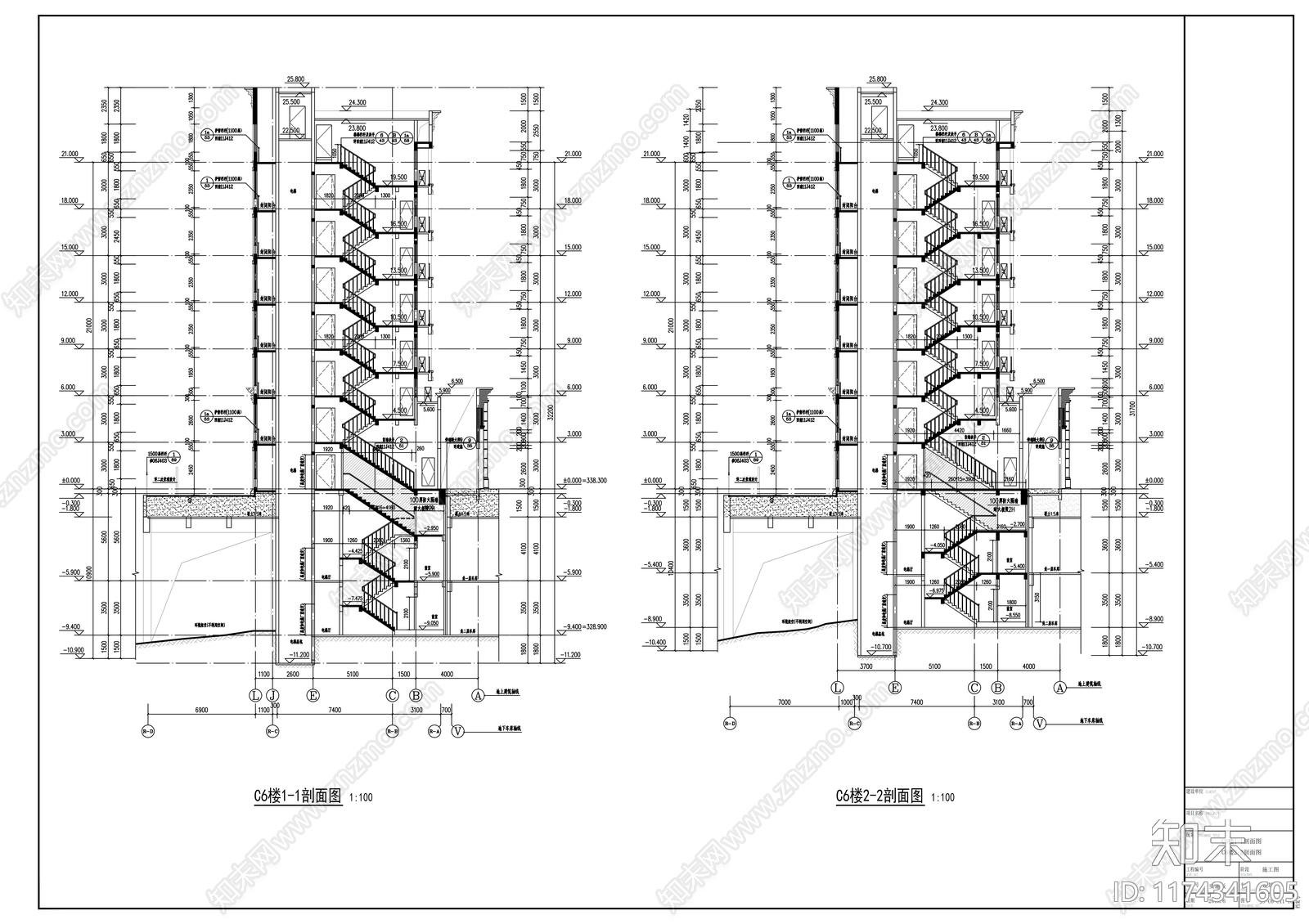 现代住宅楼建筑cad施工图下载【ID:1174341605】