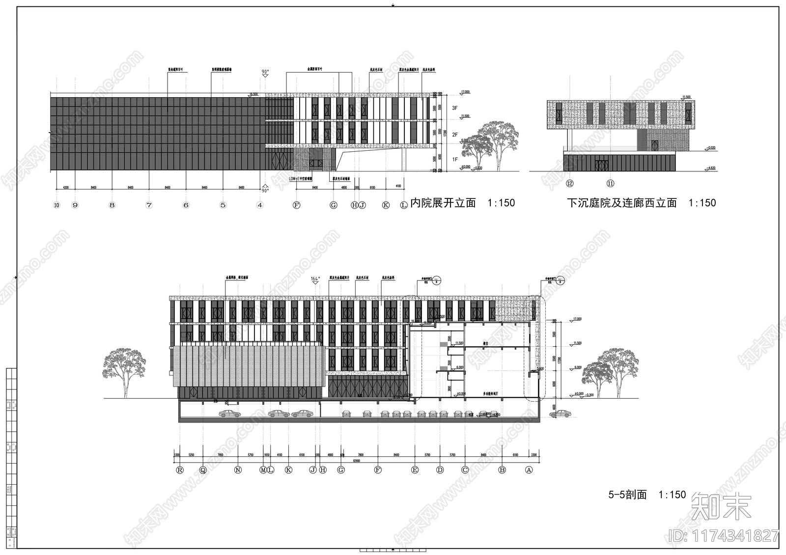 现代住宅楼建筑cad施工图下载【ID:1174341827】