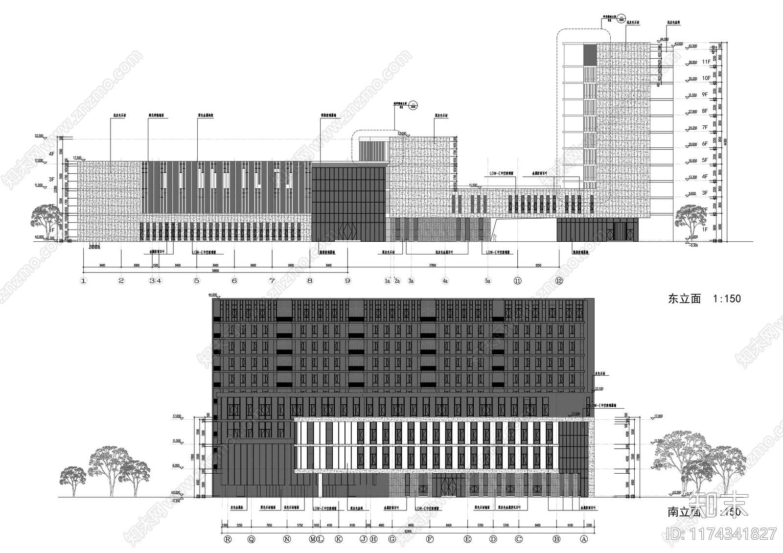 现代住宅楼建筑cad施工图下载【ID:1174341827】