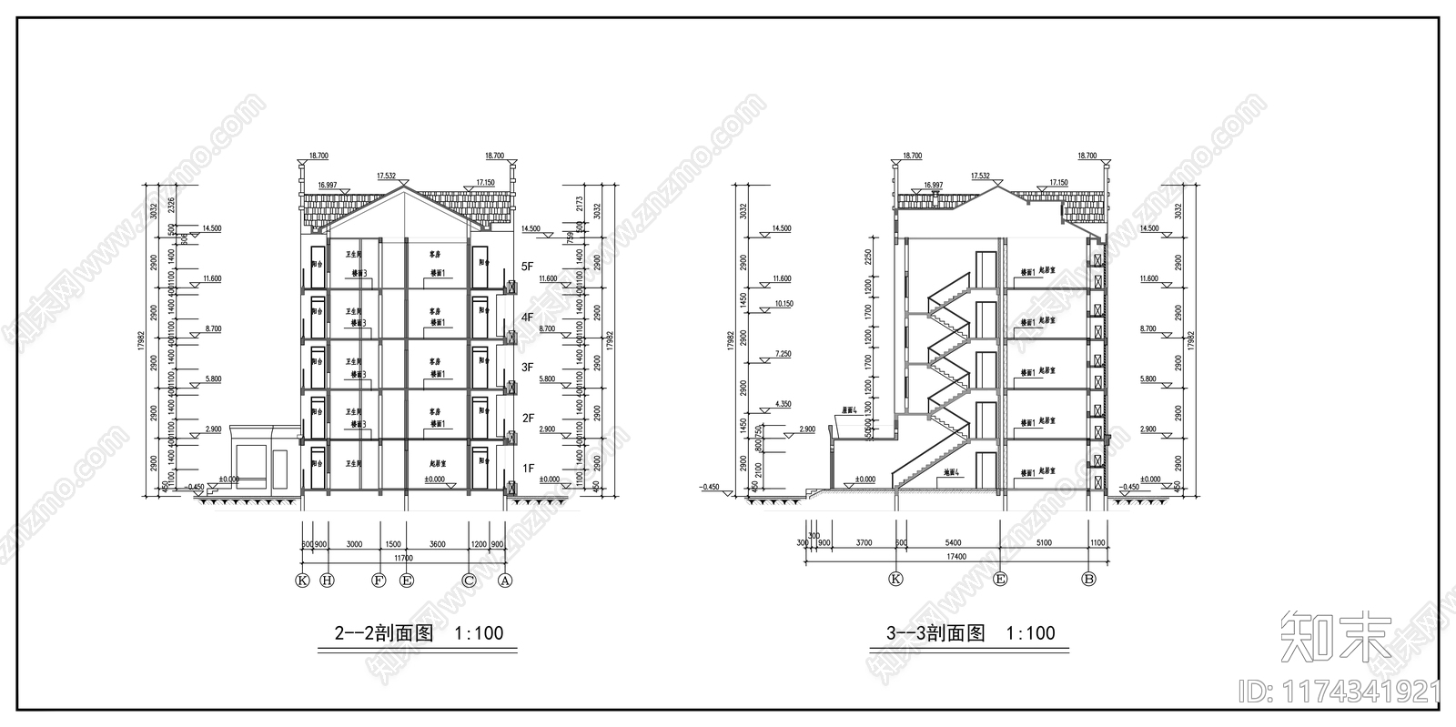 现代住宅楼建筑施工图下载【ID:1174341921】