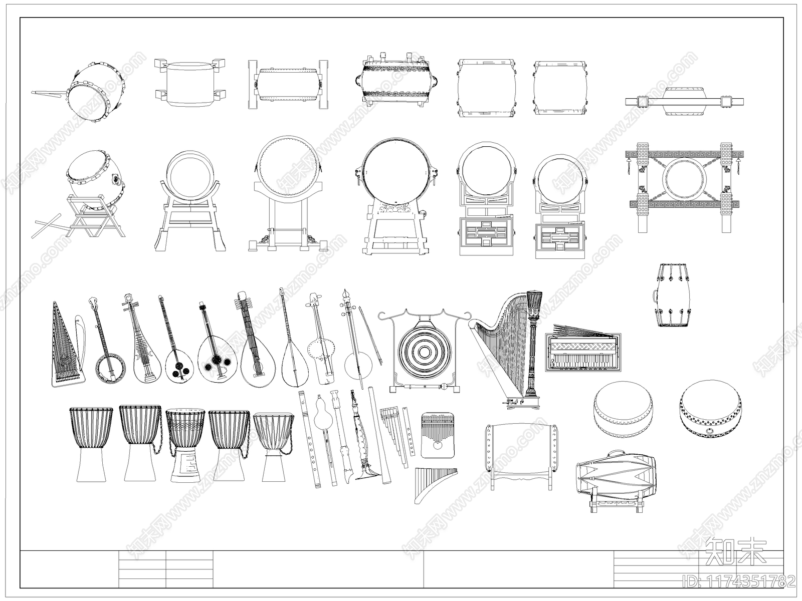中式乐器施工图下载【ID:1174351782】