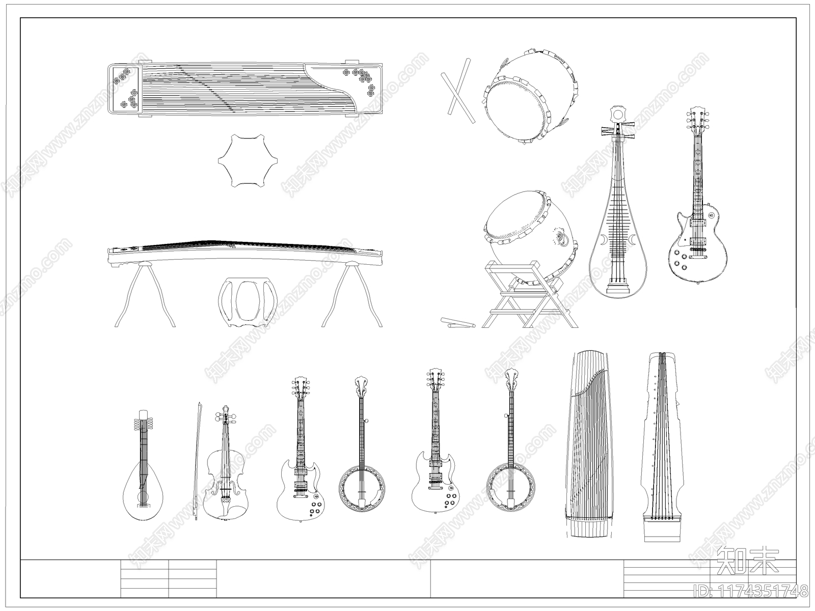 中式乐器施工图下载【ID:1174351748】