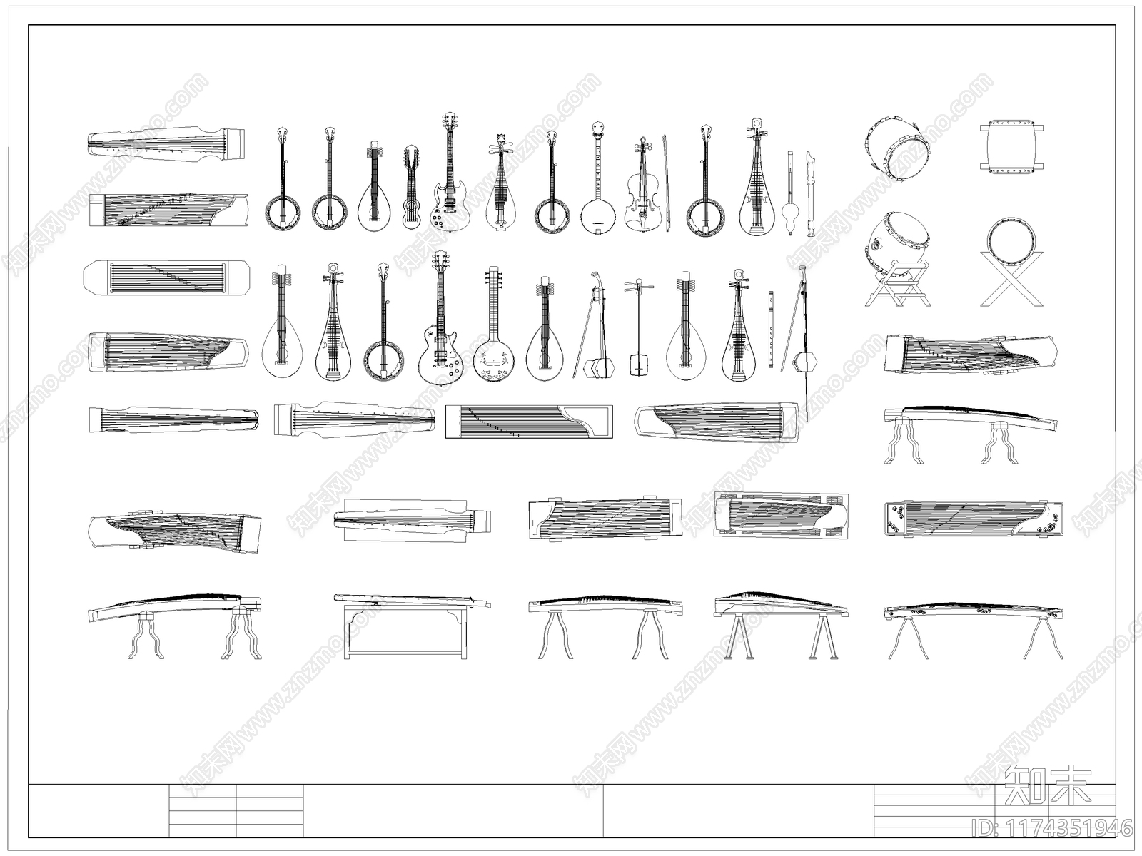 中式乐器施工图下载【ID:1174351946】