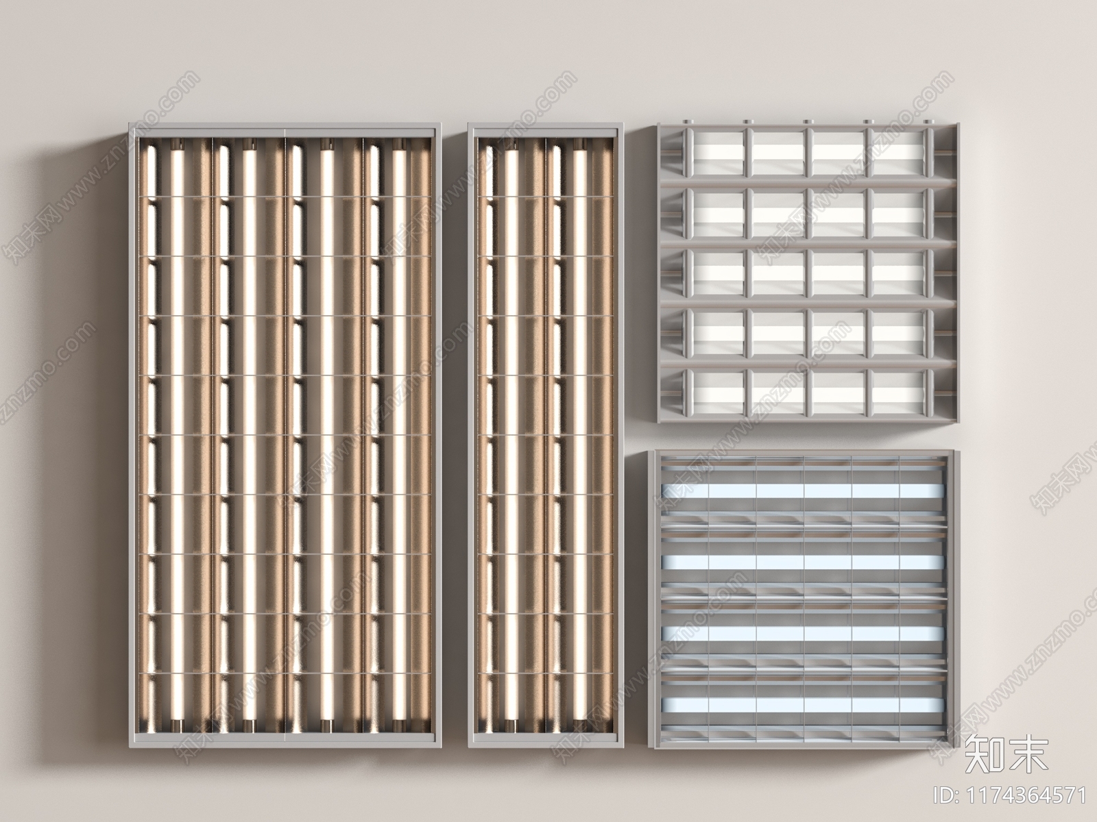 现代格栅灯3D模型下载【ID:1174364571】