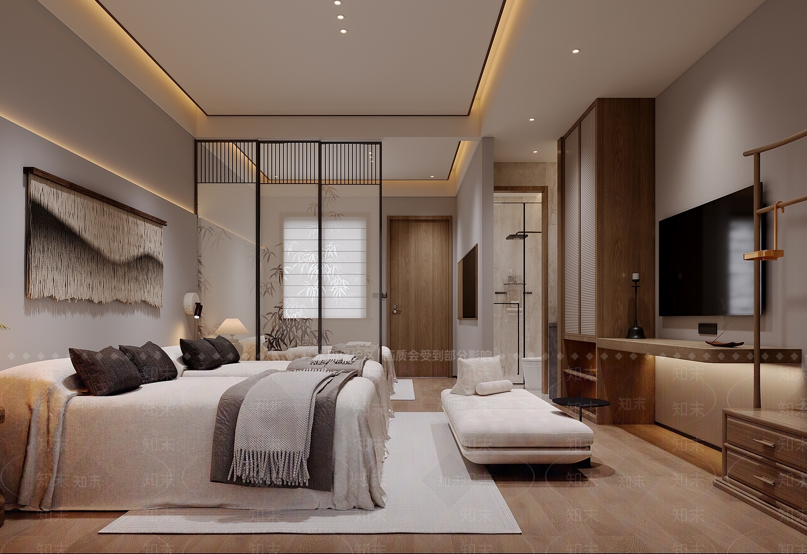 侘寂原木民宿3D模型下载【ID:1174376737】