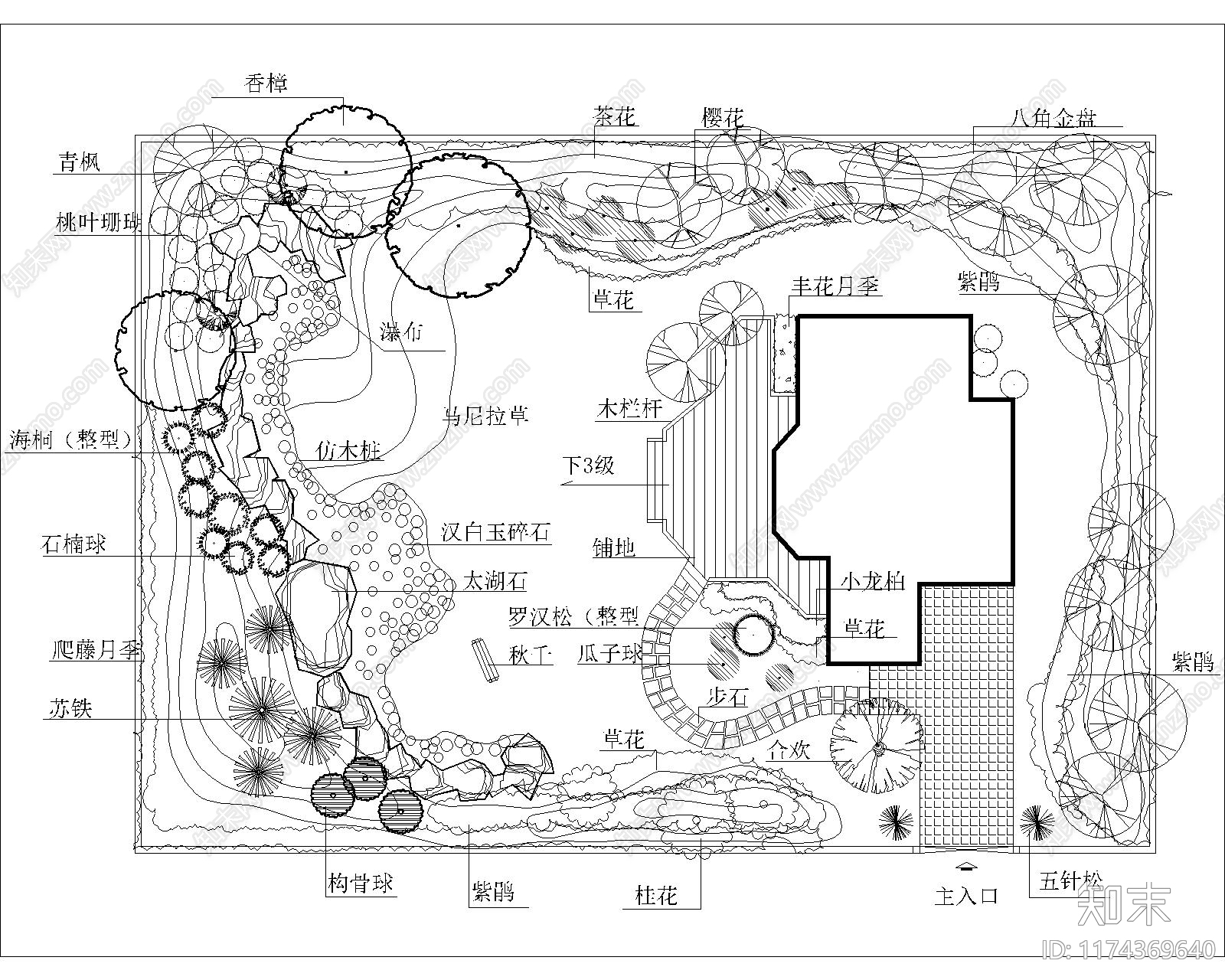 景观平面图cad施工图下载【ID:1174369640】