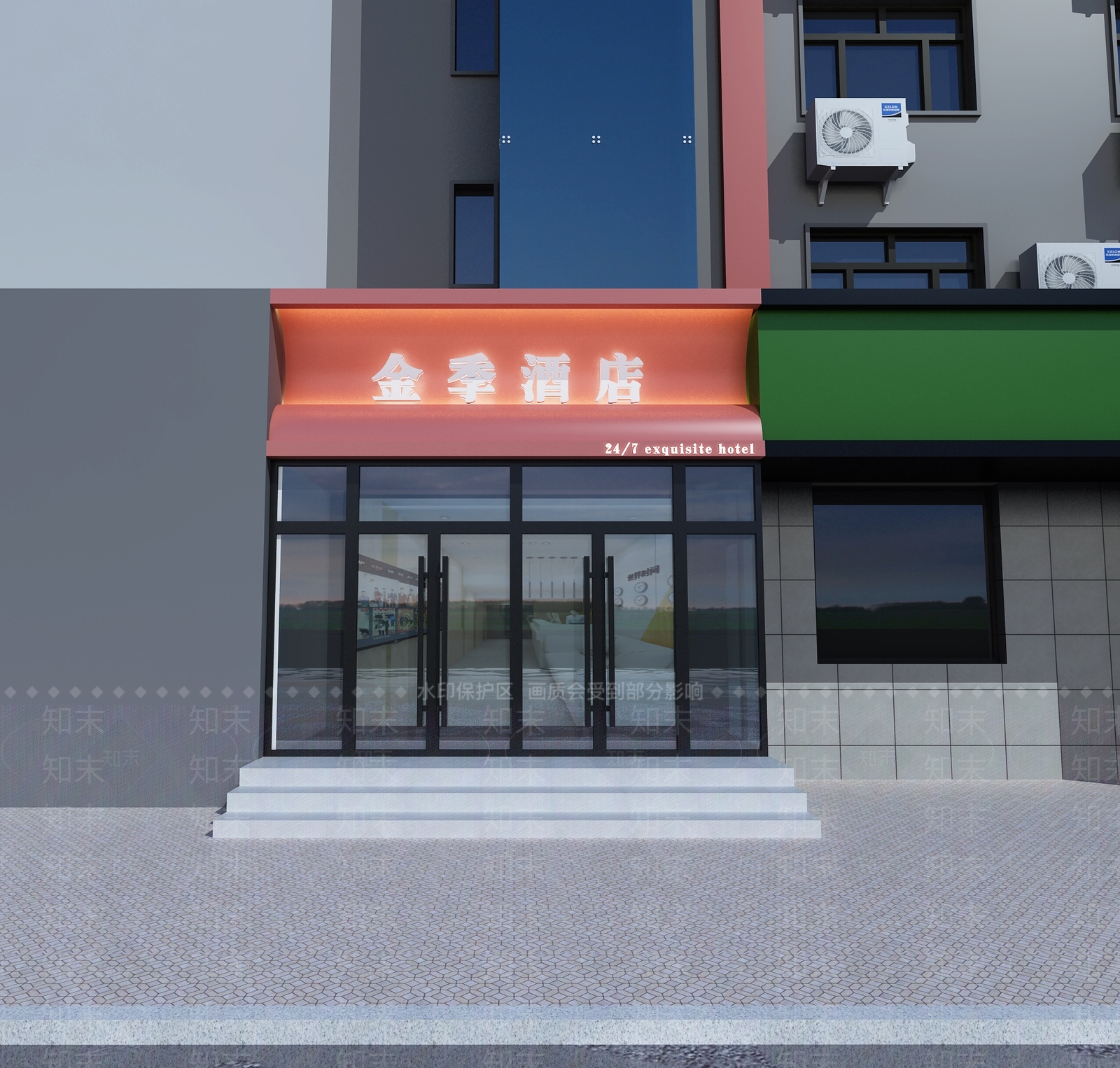 现代酒店外观3D模型下载【ID:1174371615】
