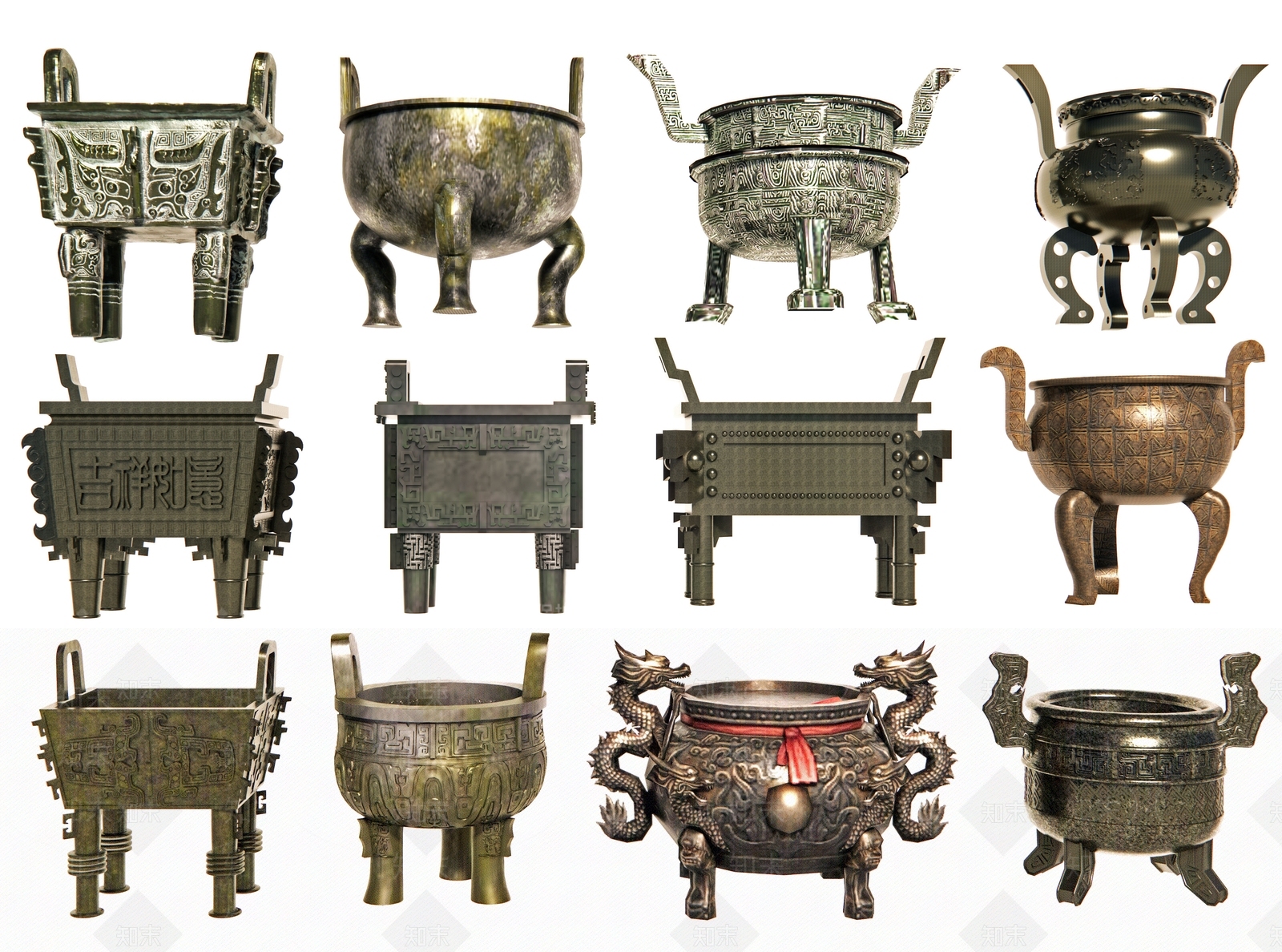 中式鼎3D模型下载【ID:1174373308】