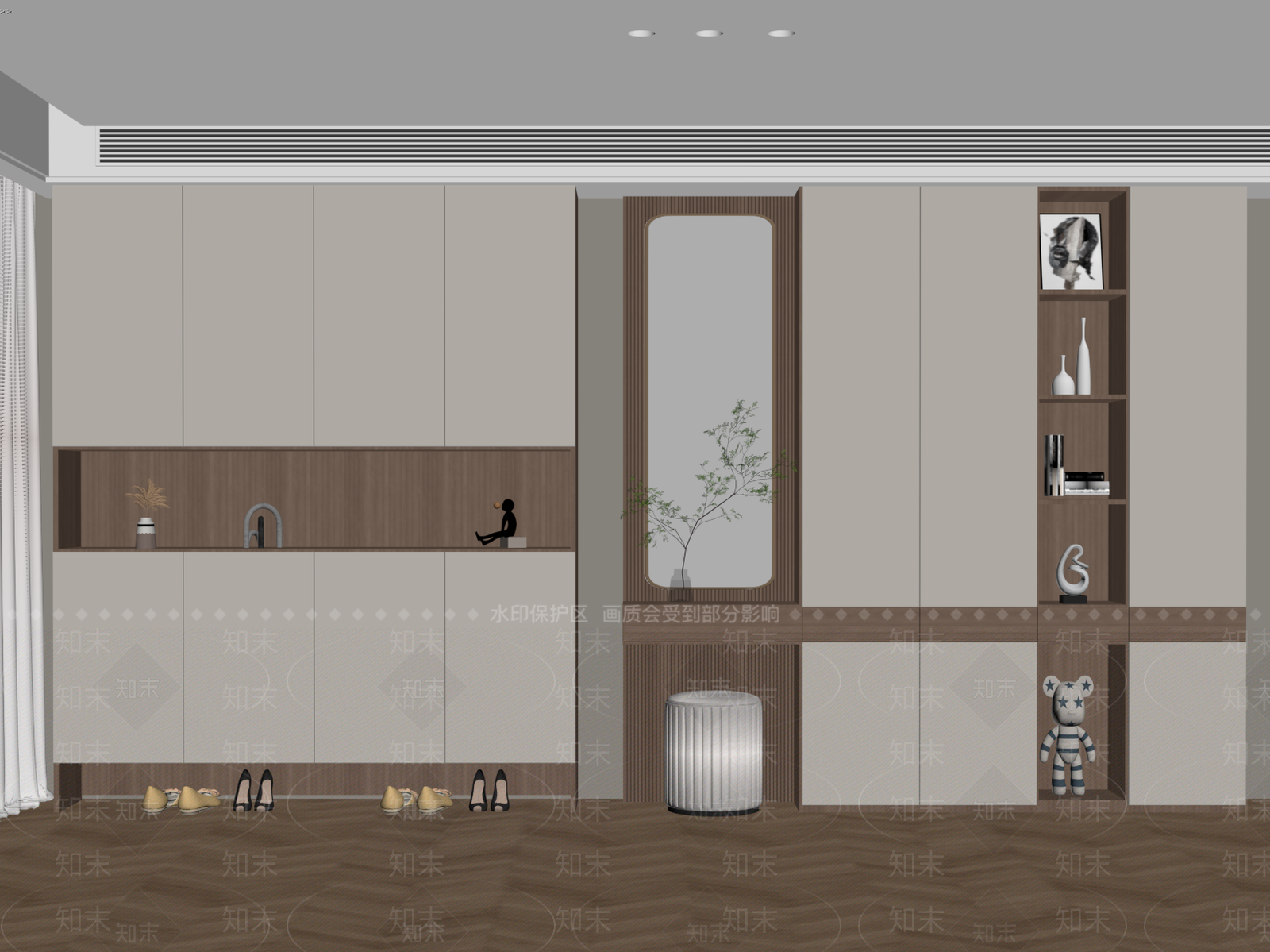 现代鞋柜SU模型下载【ID:1174387751】