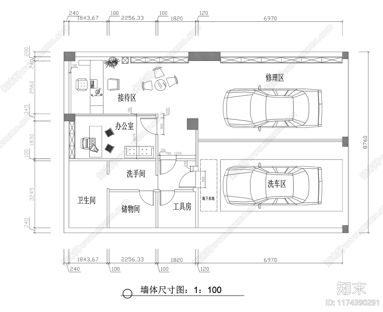 现代4s店施工图下载【ID:1174390291】