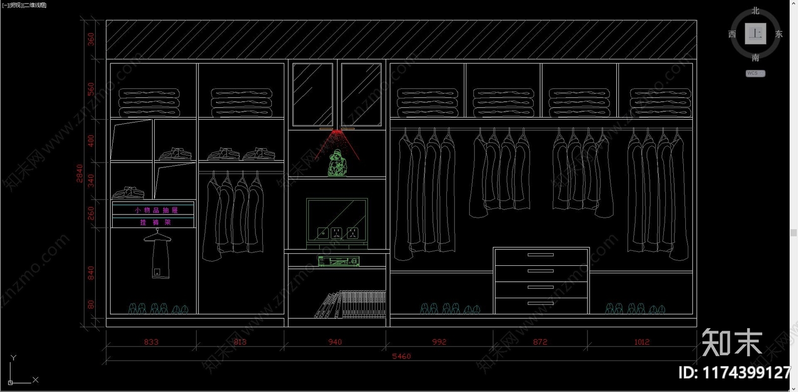 现代衣帽间施工图下载【ID:1174399127】