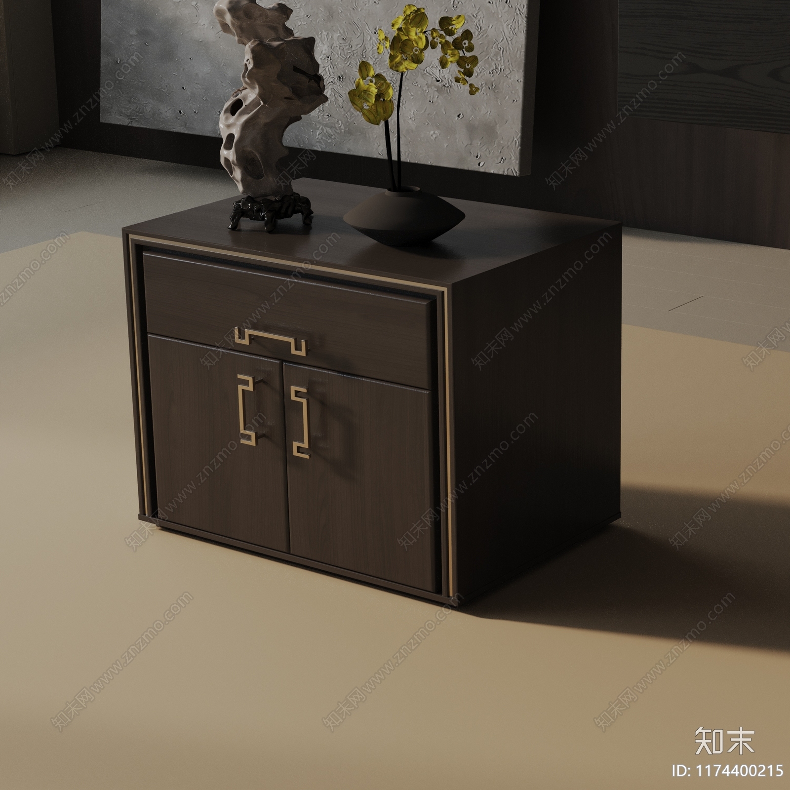 现代床头柜3D模型下载【ID:1174400215】