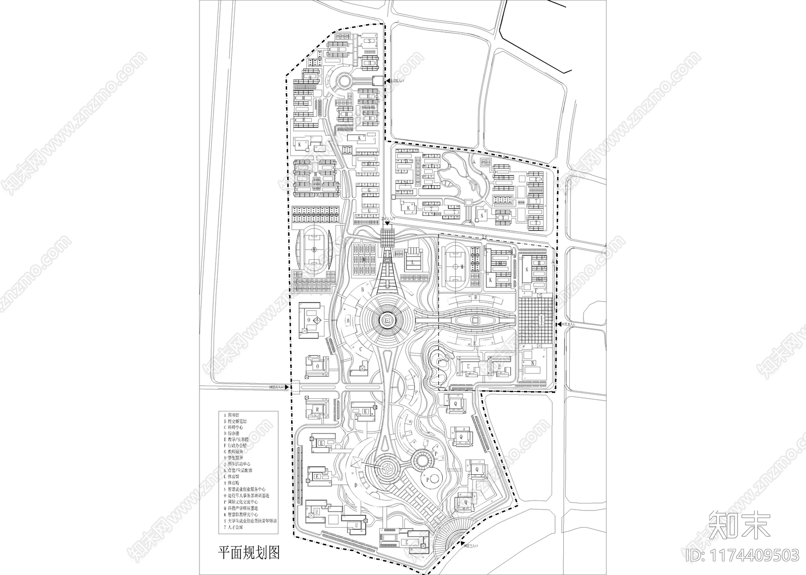 现代校园景观cad施工图下载【ID:1174409503】