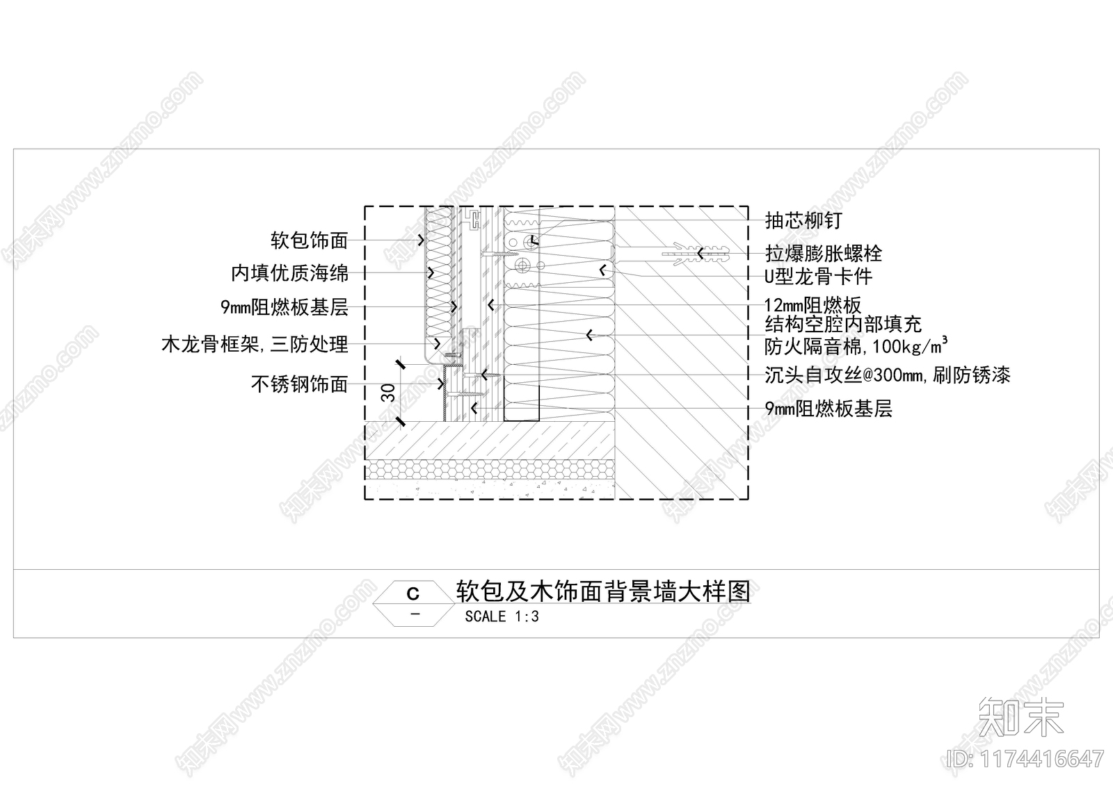 现代墙面节点施工图下载【ID:1174416647】