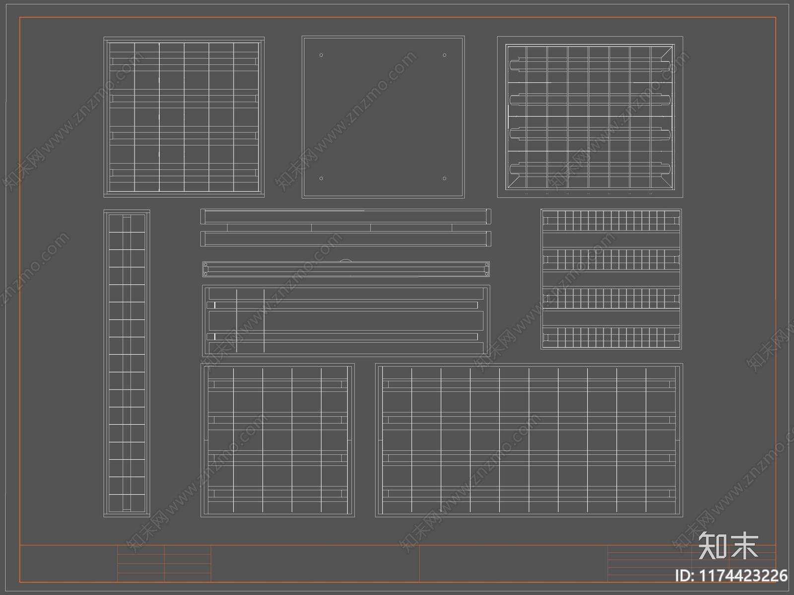 现代灯具图库cad施工图下载【ID:1174423226】