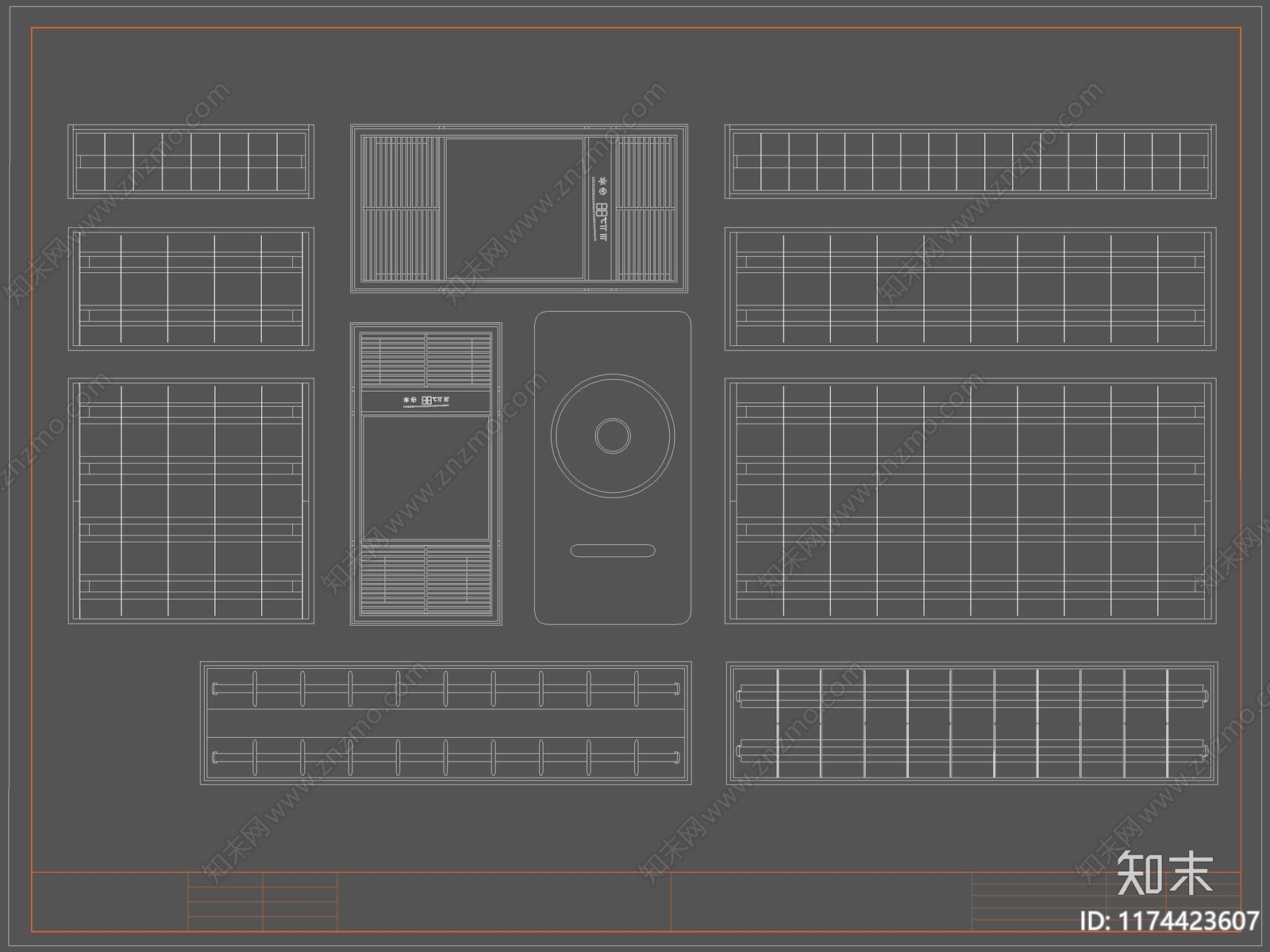 现代灯具图库cad施工图下载【ID:1174423607】