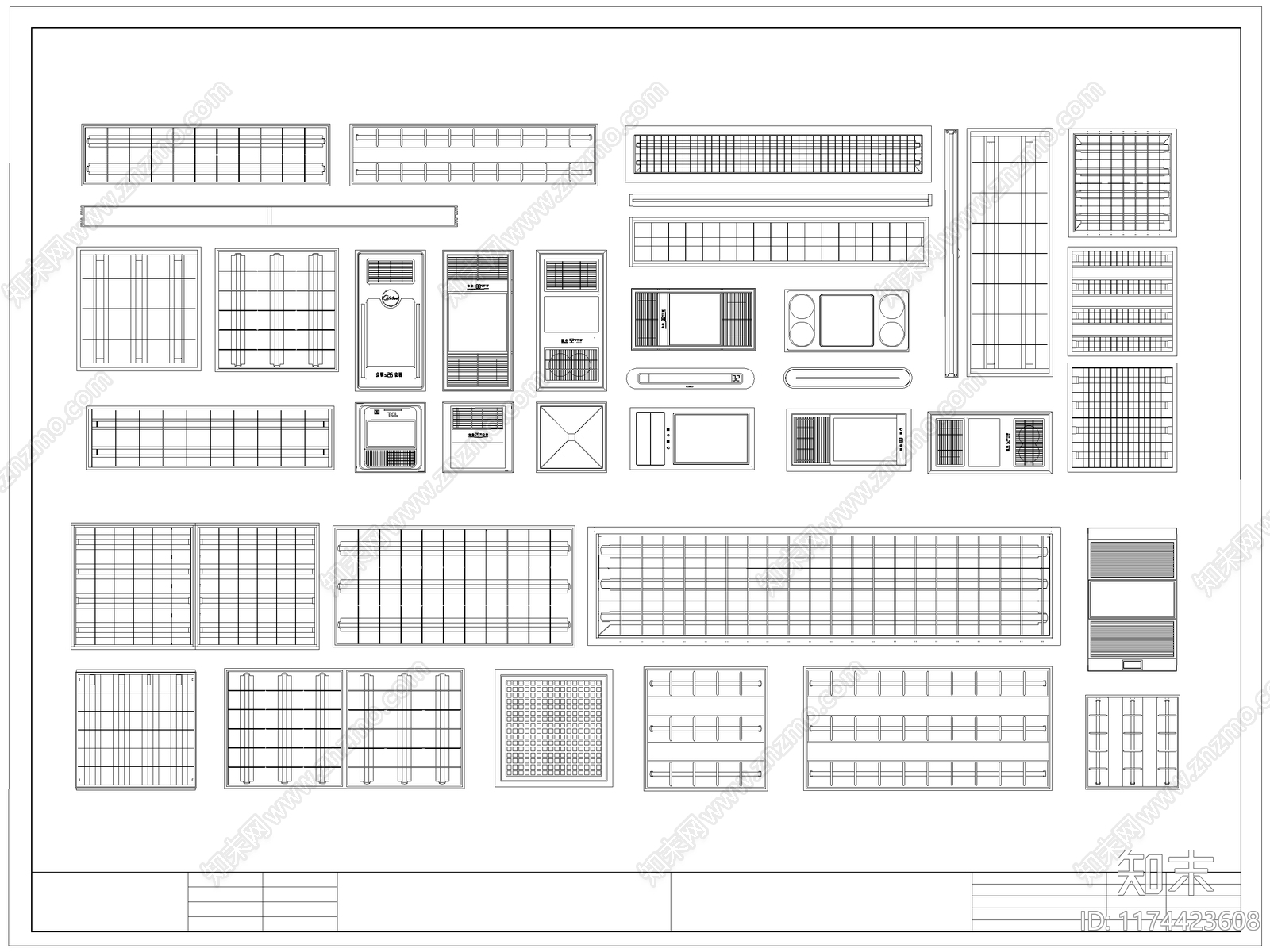现代灯具图库cad施工图下载【ID:1174423608】