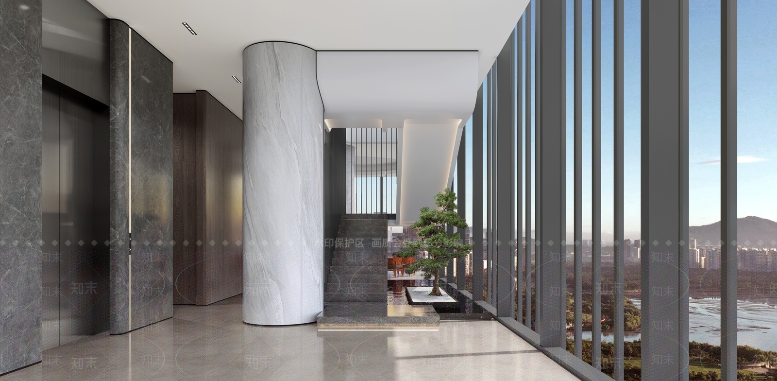 现代楼梯间3D模型下载【ID:1174436960】