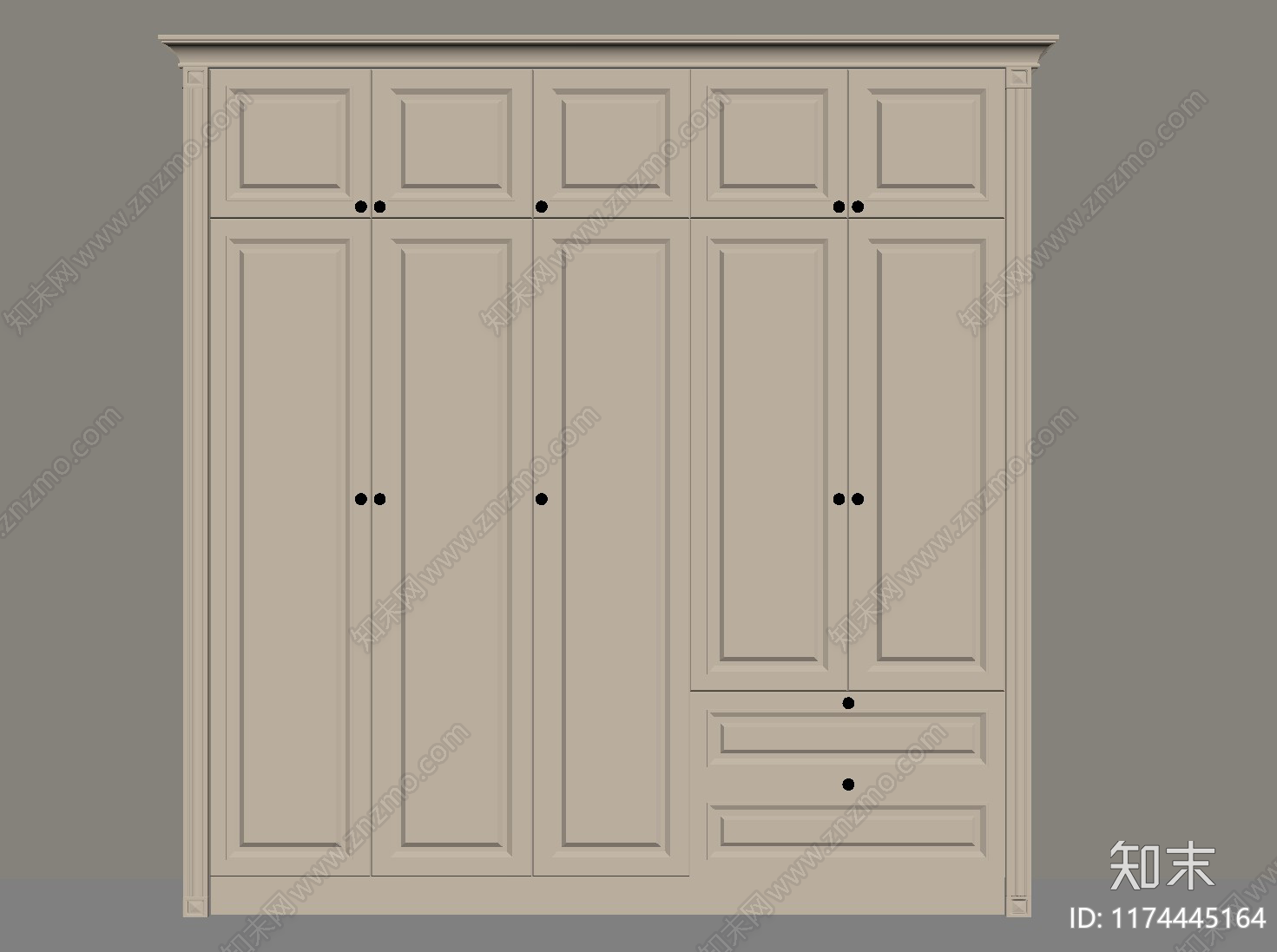 法式奶油衣柜SU模型下载【ID:1174445164】