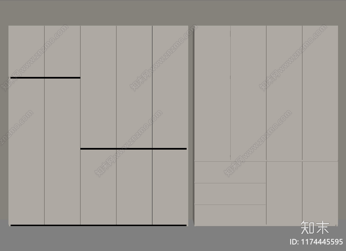 现代衣柜SU模型下载【ID:1174445595】