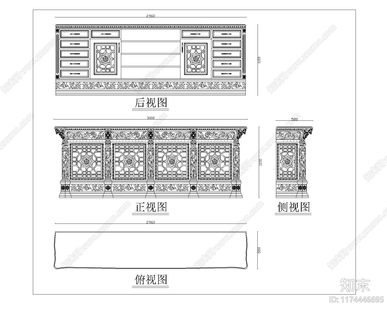 美式综合家具图库cad施工图下载【ID:1174446695】