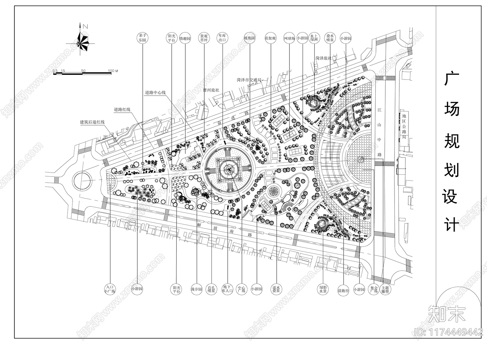 现代广场cad施工图下载【ID:1174449442】