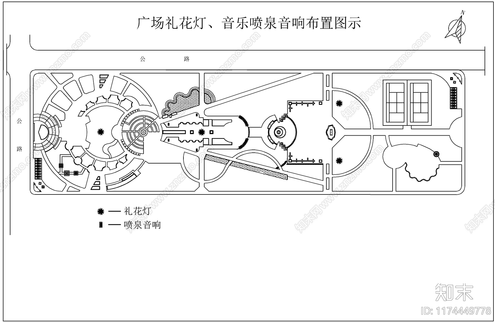 现代广场cad施工图下载【ID:1174449778】