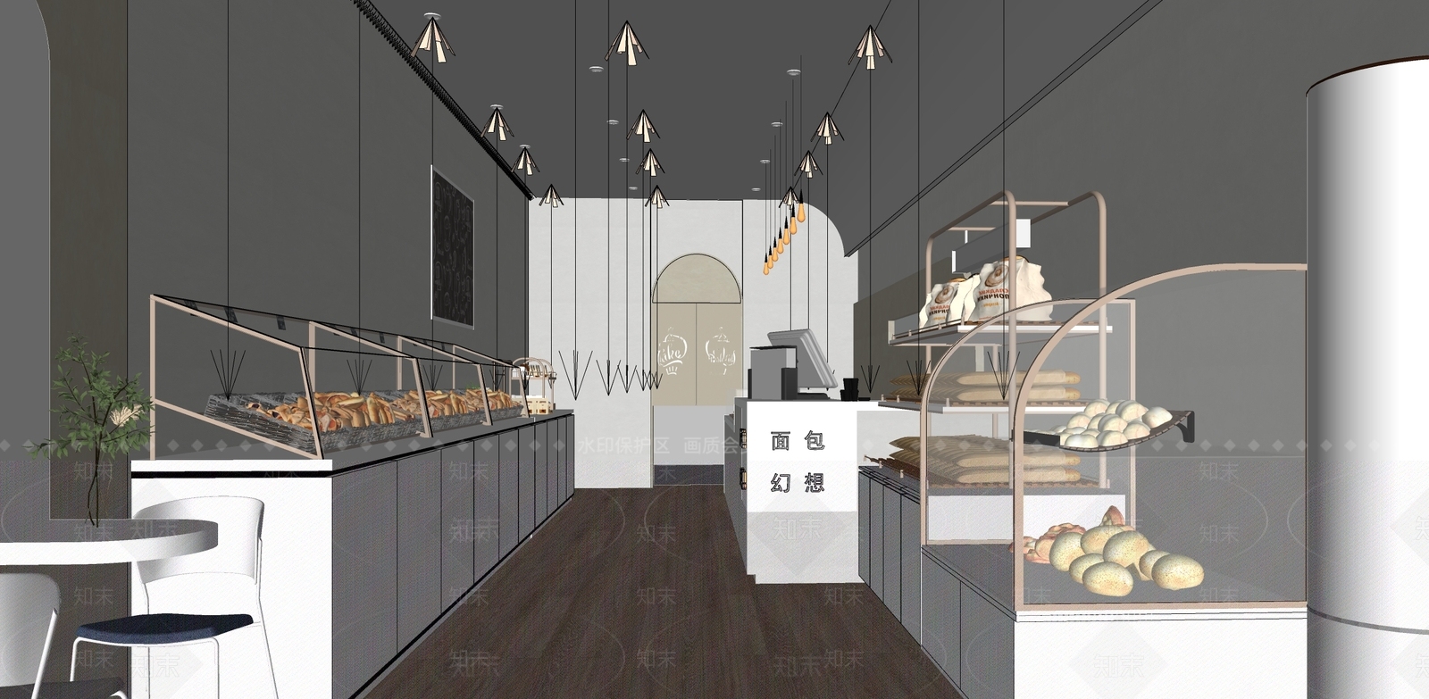 现代甜品面包店SU模型下载【ID:1174451153】