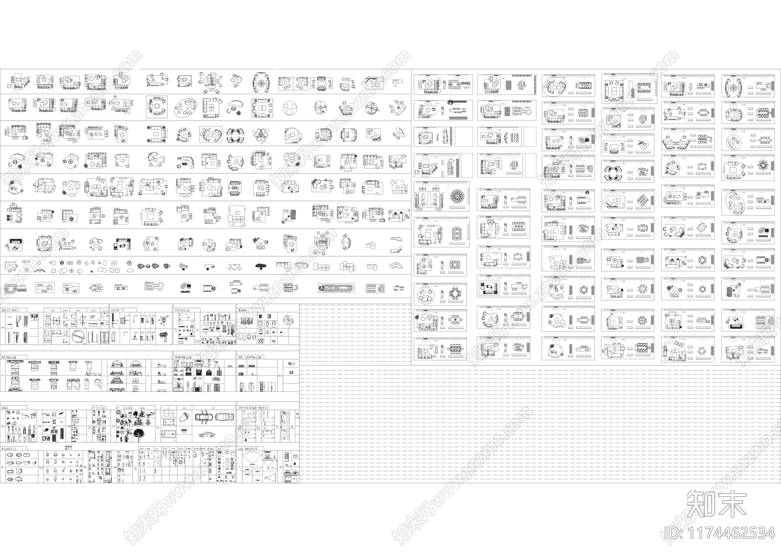 现代综合家具图库cad施工图下载【ID:1174462534】