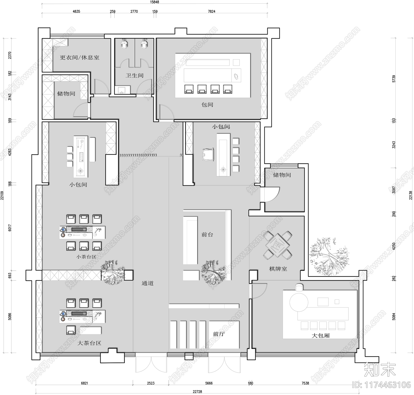 现代会所施工图下载【ID:1174463106】