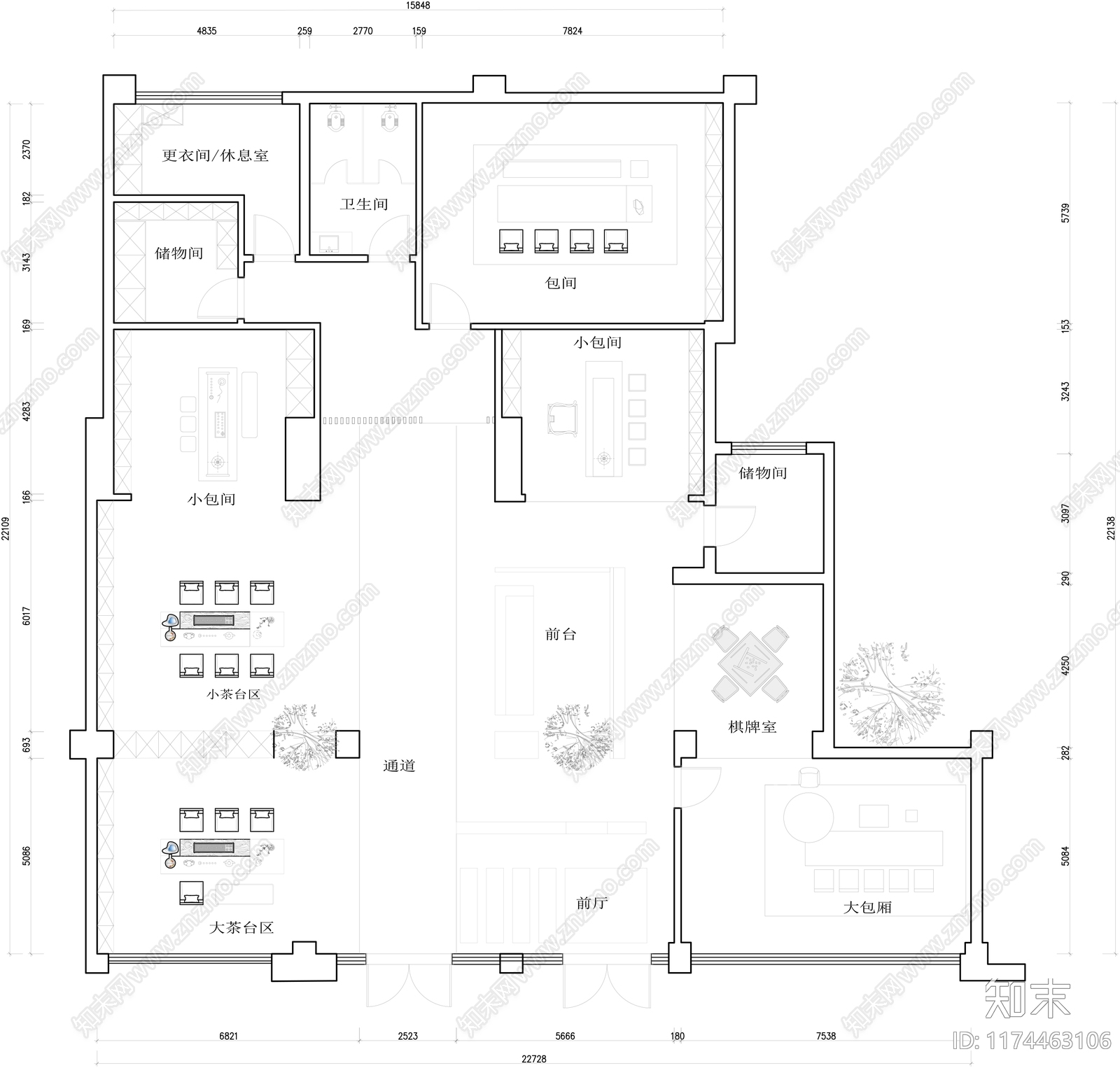 现代会所施工图下载【ID:1174463106】