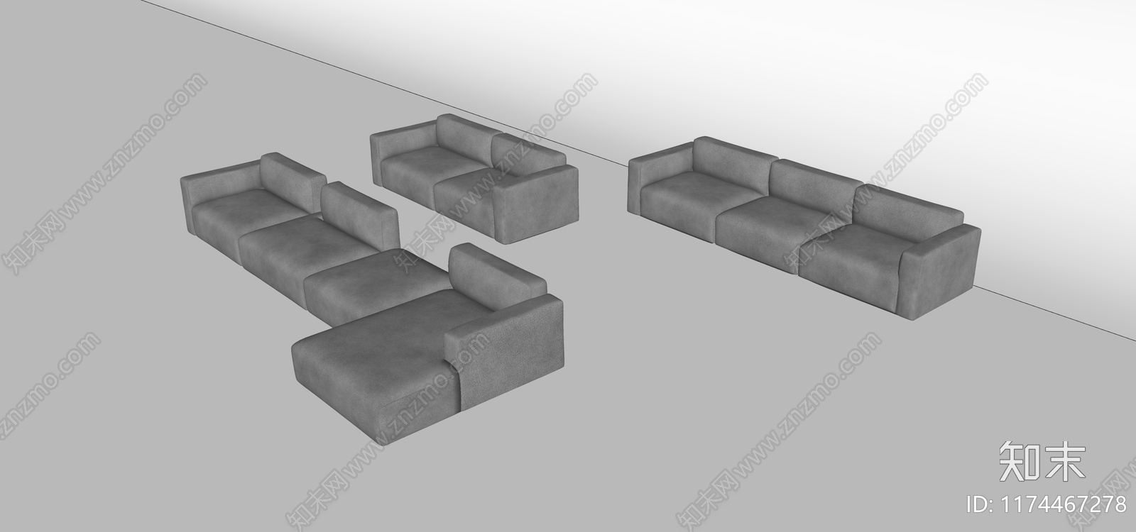现代多人沙发SU模型下载【ID:1174467278】