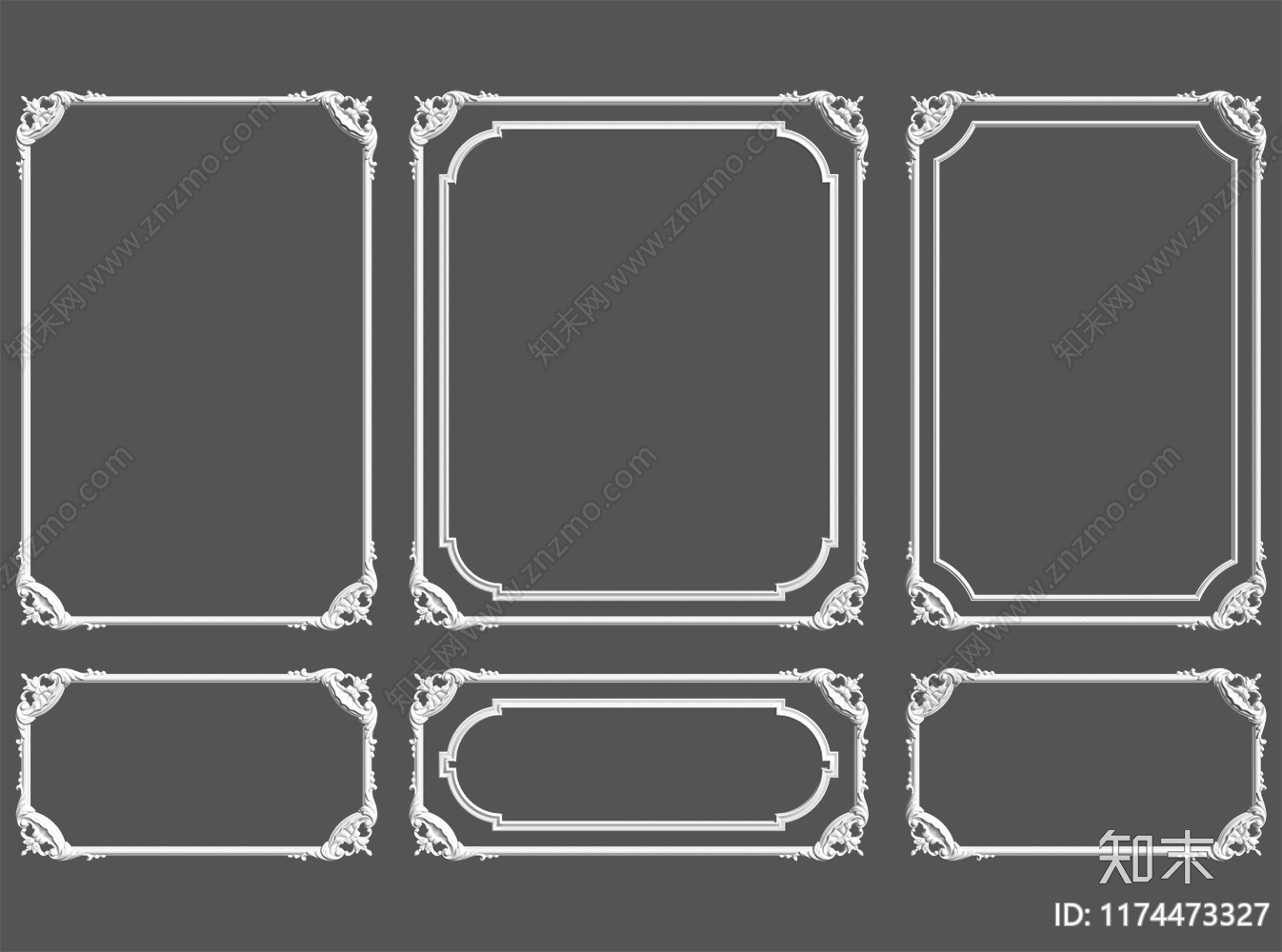 法式护墙板3D模型下载【ID:1174473327】