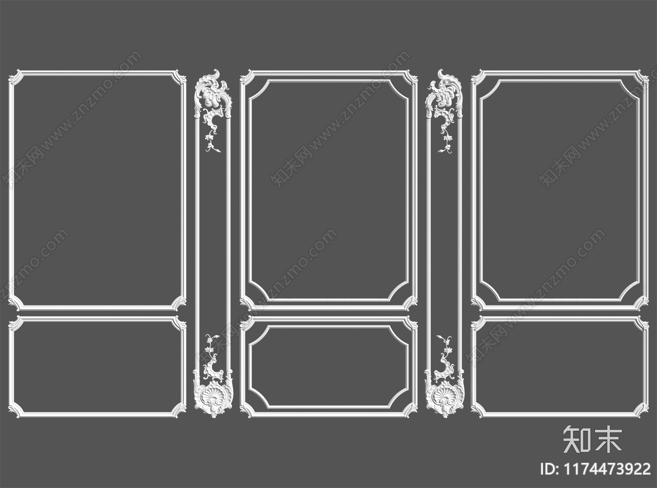 法式护墙板3D模型下载【ID:1174473922】