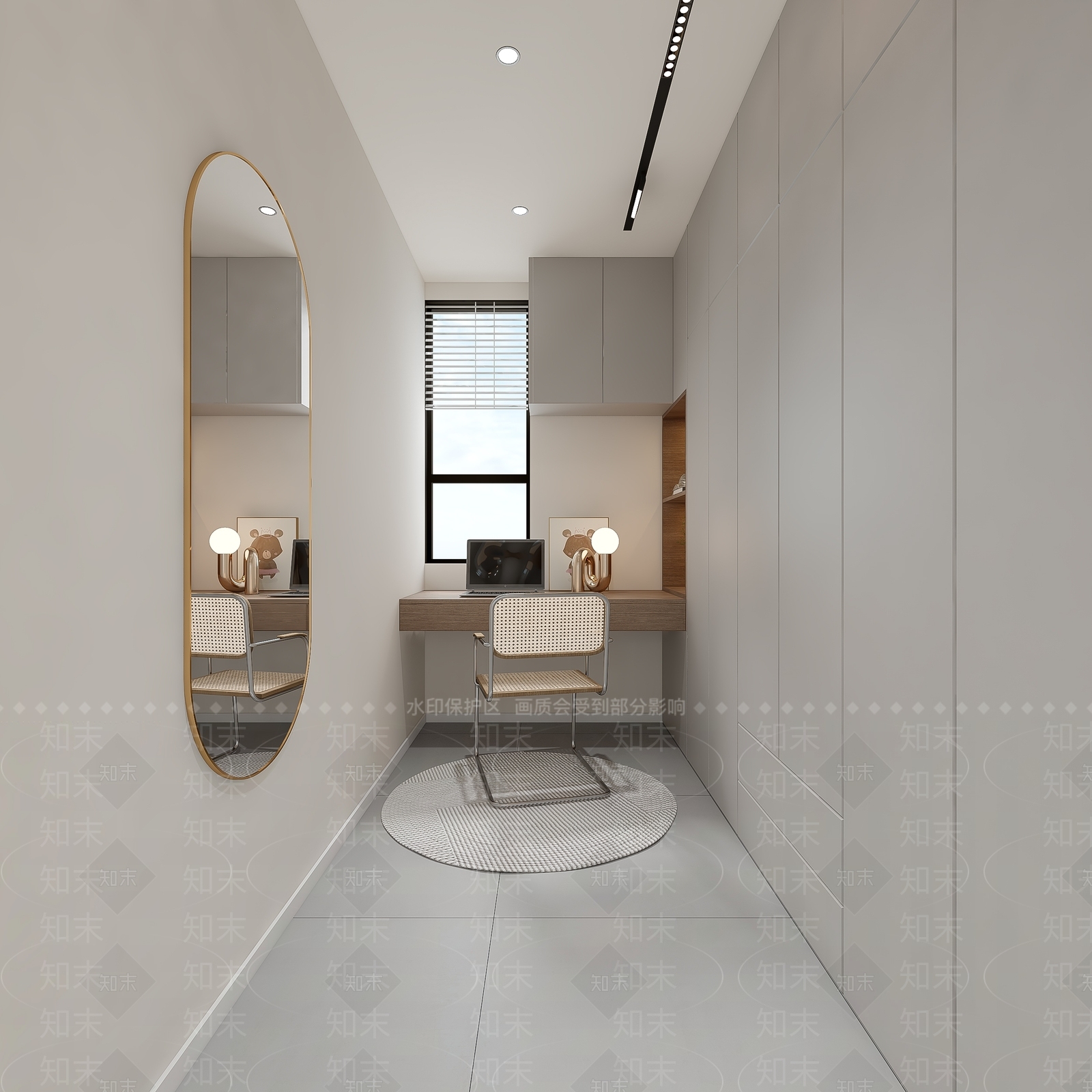 奶油简约衣帽间3D模型下载【ID:1174495984】